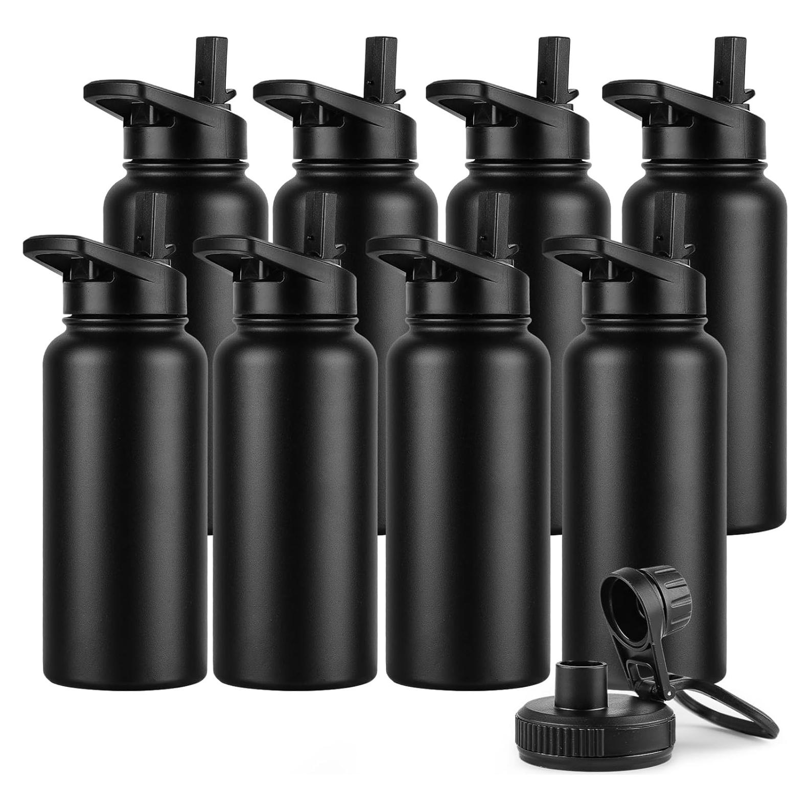 Botella de Agua Aislada DOMICARE 32 oz (0.95 L) Negra - 8 Paquete