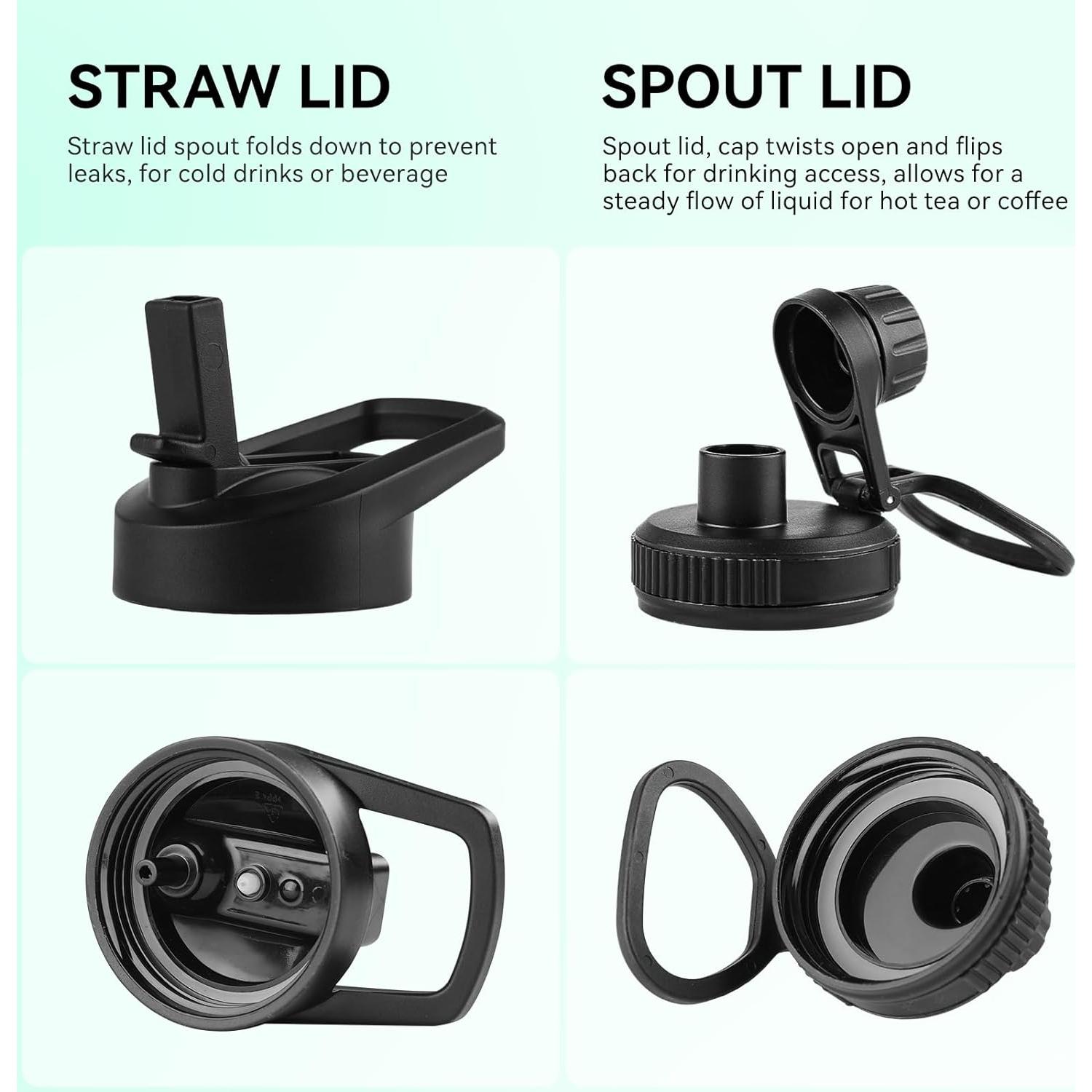 Botella de Agua Aislada DOMICARE 32 oz (0.95 L) Negra - 8 Paquete