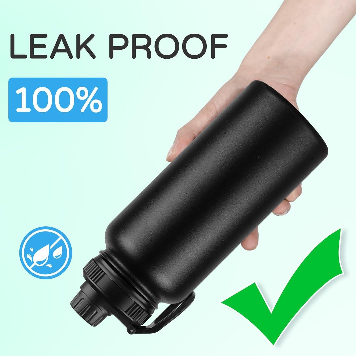 Botella de Agua Aislada DOMICARE 32 oz (0.95 L) Negra - 8 Paquete