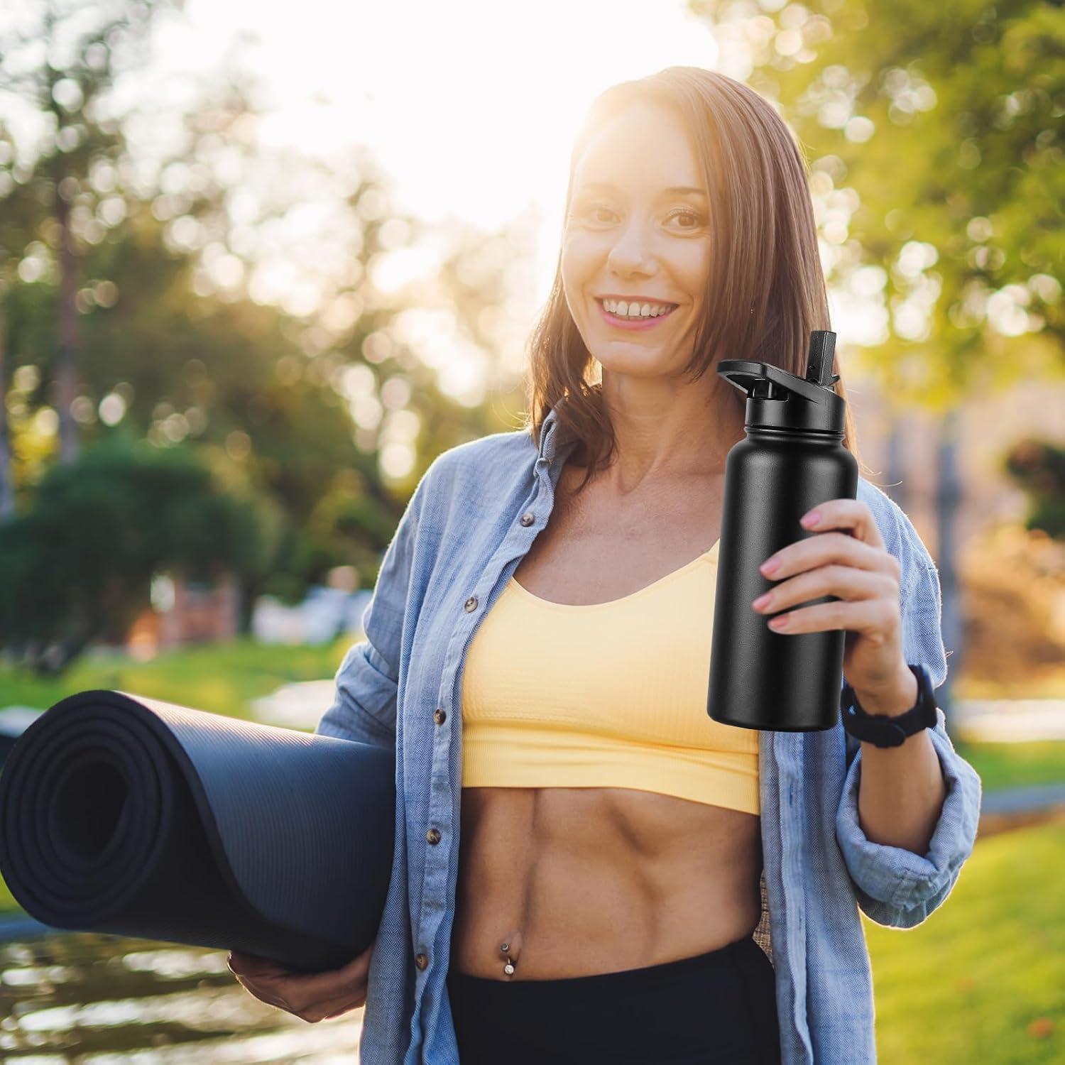 Botella de Agua Aislada DOMICARE 32 oz (0.95 L) Negra - 8 Paquete