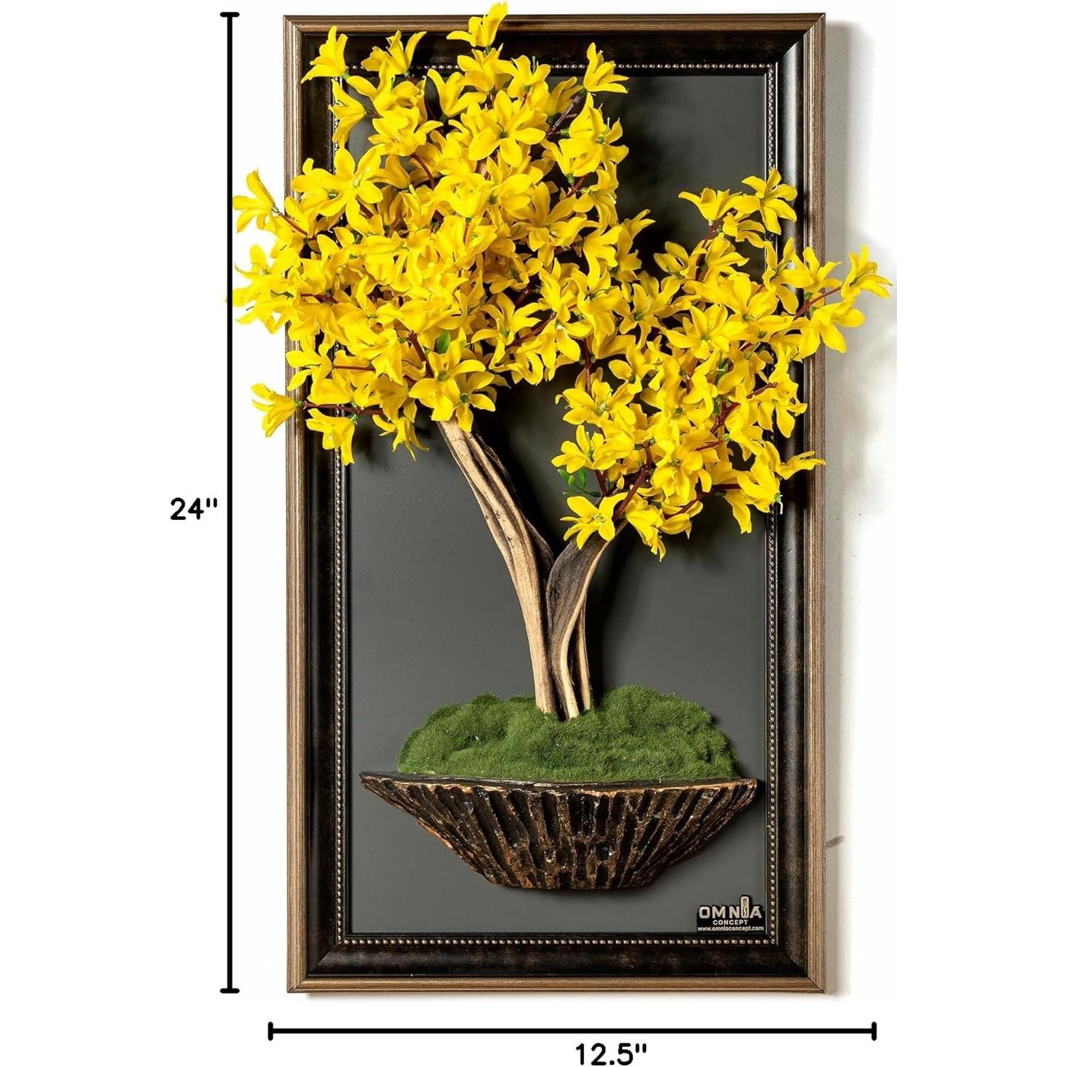 Tablero de Pared Bonsai Art Life - Amarillo/Marrón/Gris - Hecho a Mano