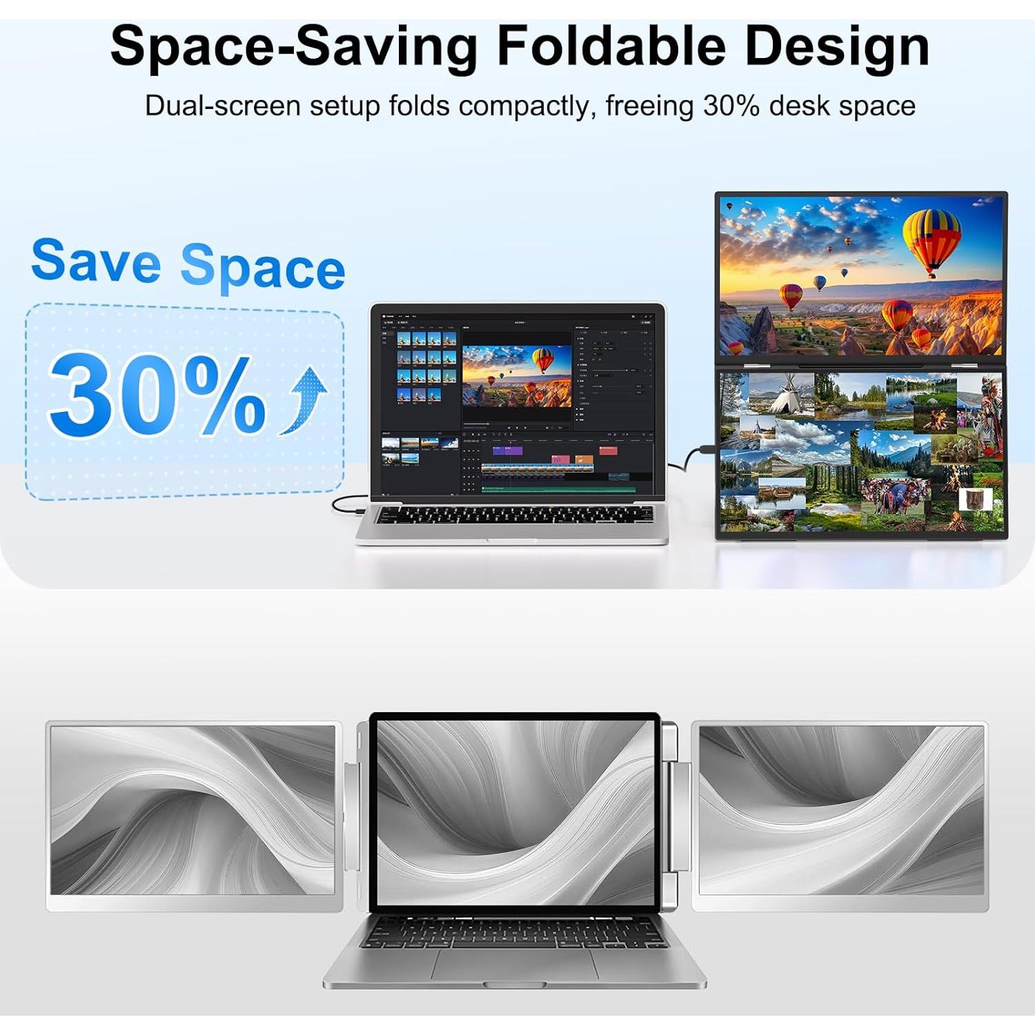 Monitor Doble Portátil GWSGUT 18.5" FHD 1080P 100Hz USB-C