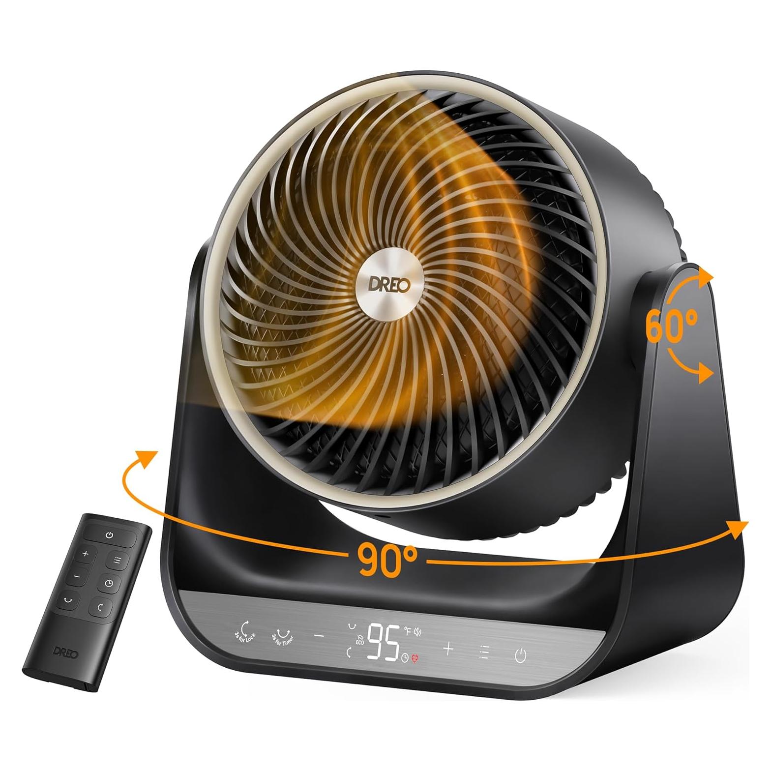 Calefactor Dreo DR-HSH034 Negro 1500W 3D Oscilante 12 ft/s