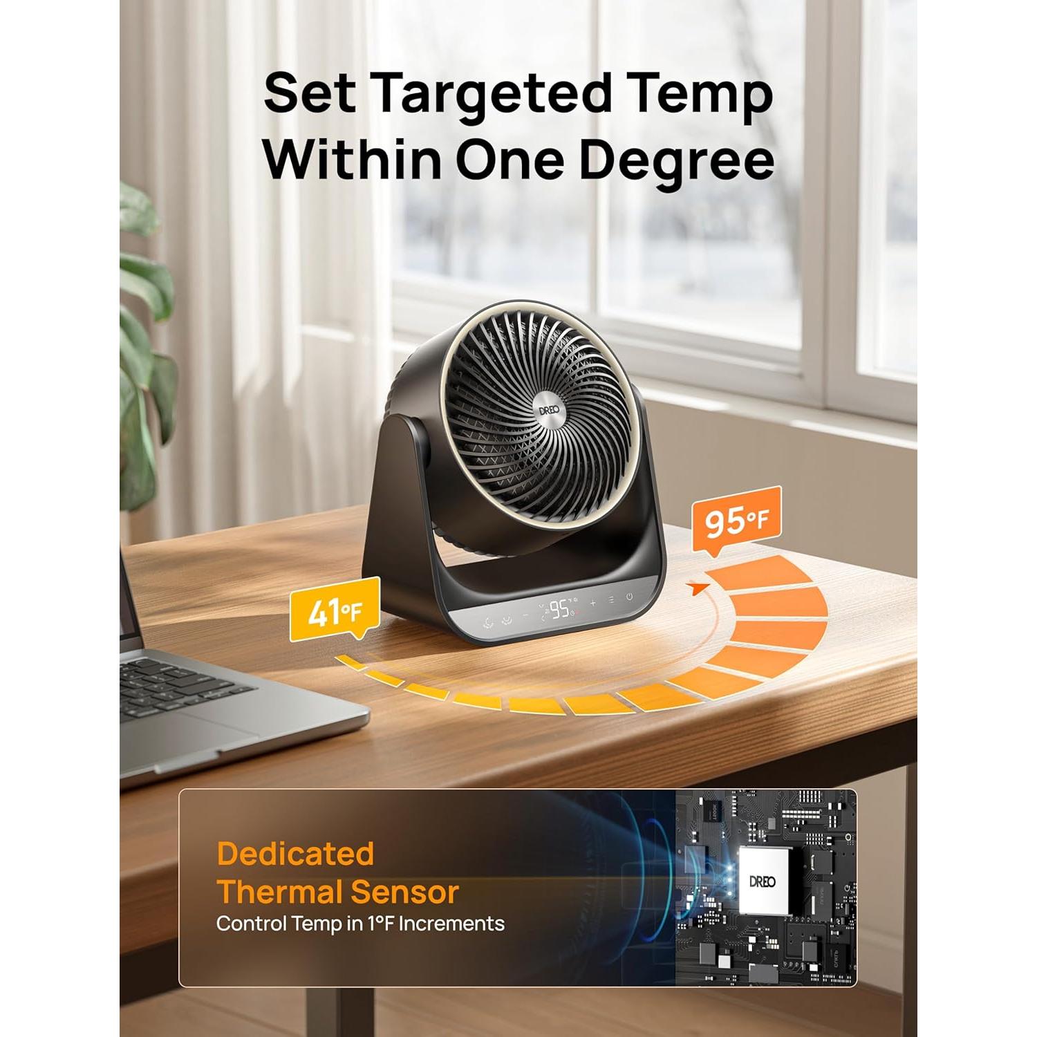 Calefactor Dreo DR-HSH034 Negro 1500W 3D Oscilante 12 ft/s