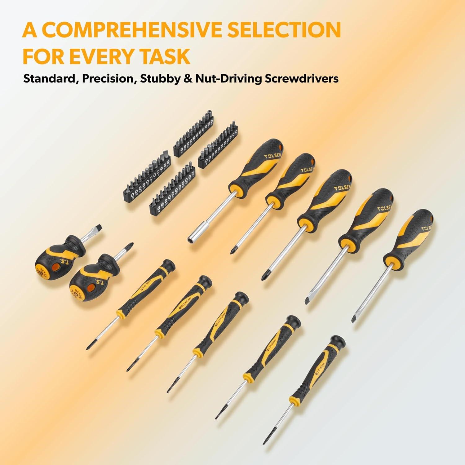 Kit de Herramientas TOLSEN 89 Piezas - Martillo, Destornilladores, Brocas