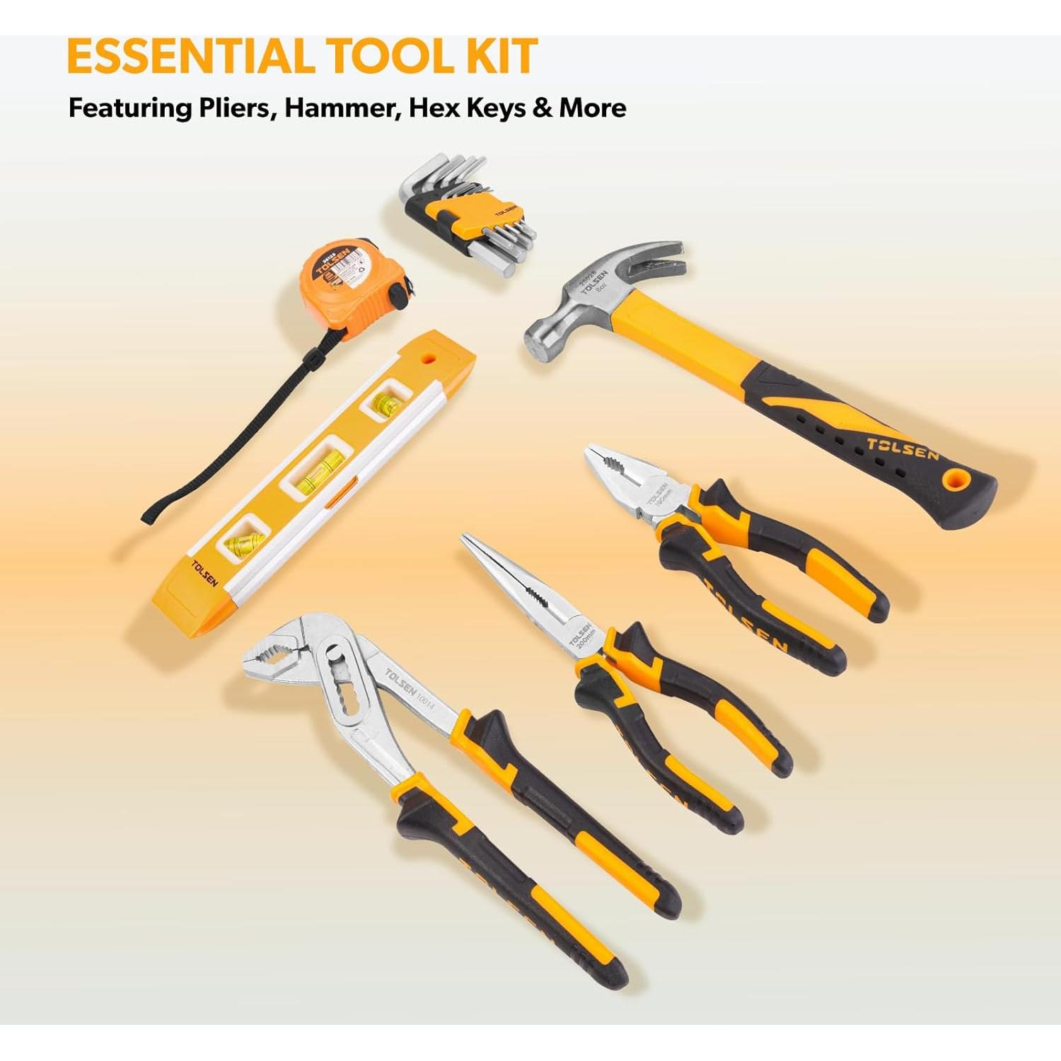 Kit de Herramientas TOLSEN 89 Piezas - Martillo, Destornilladores, Brocas