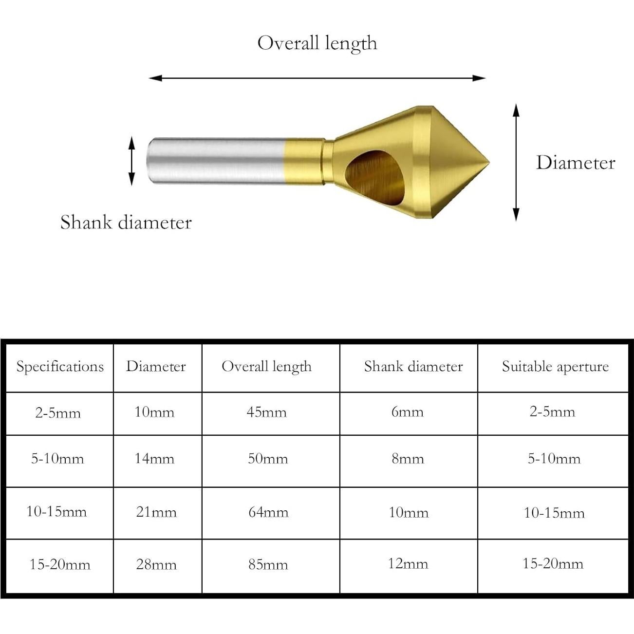 Juego de 4 herramientas de biselado GUDINGHENG 2-20mm Titanio