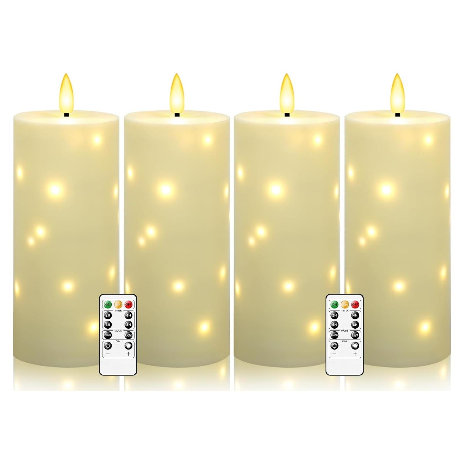 Velas LED a Prueba de Agua Kakoya 10x25.4cm con Temporizador 4Pcs