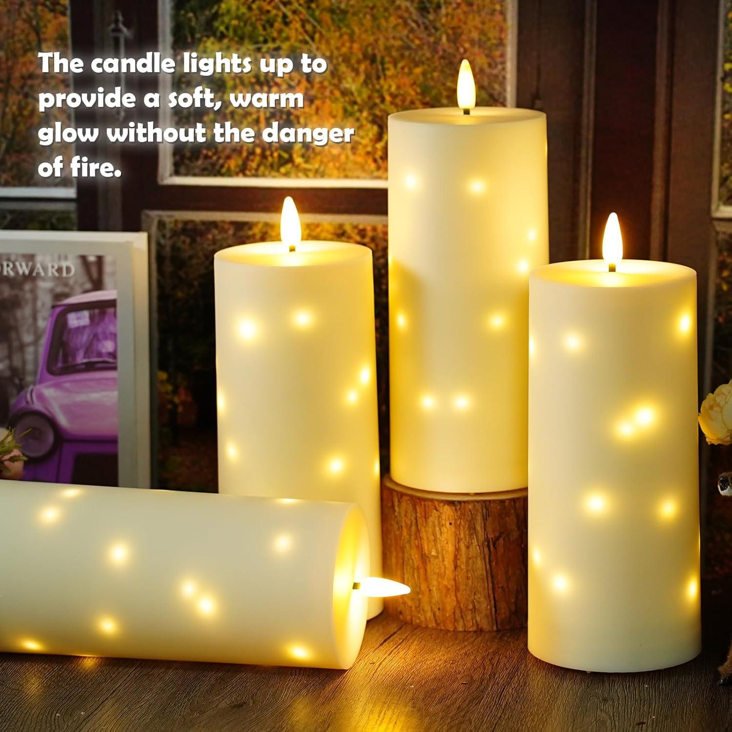 Velas LED a Prueba de Agua Kakoya 10x25.4cm con Temporizador 4Pcs