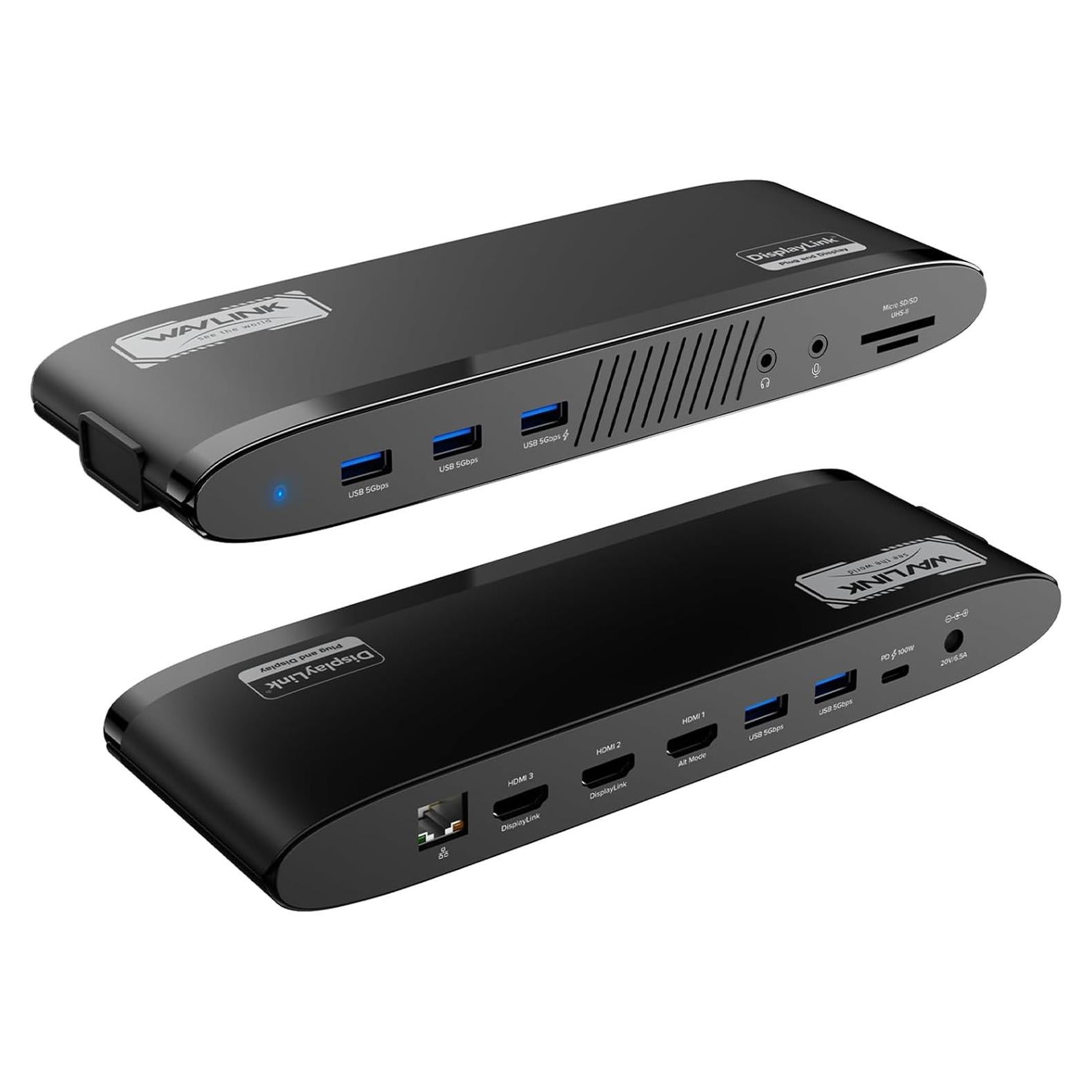Docking Station WAVLINK 13-en-1 USB-C 100W 3 HDMI 4K