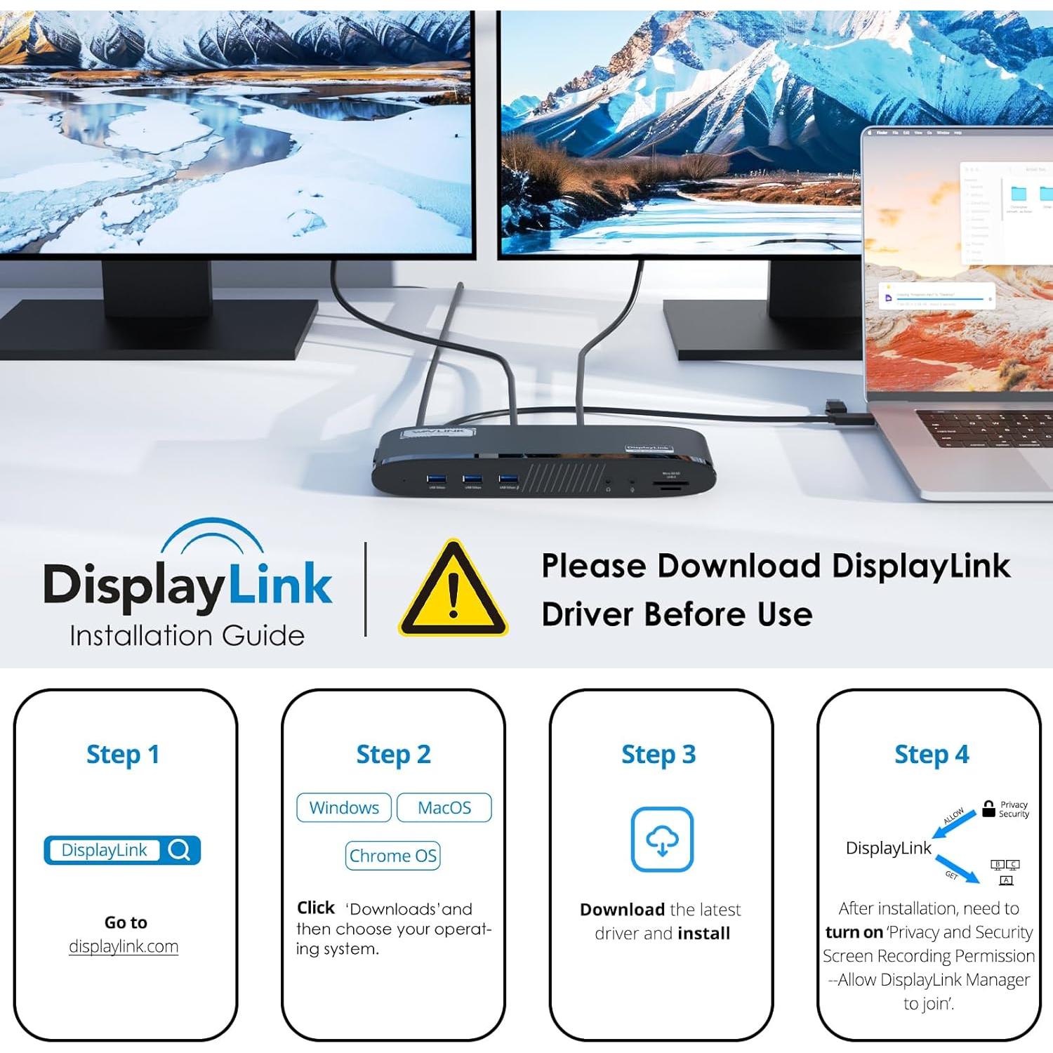 Docking Station WAVLINK 13-en-1 USB-C 100W 3 HDMI 4K