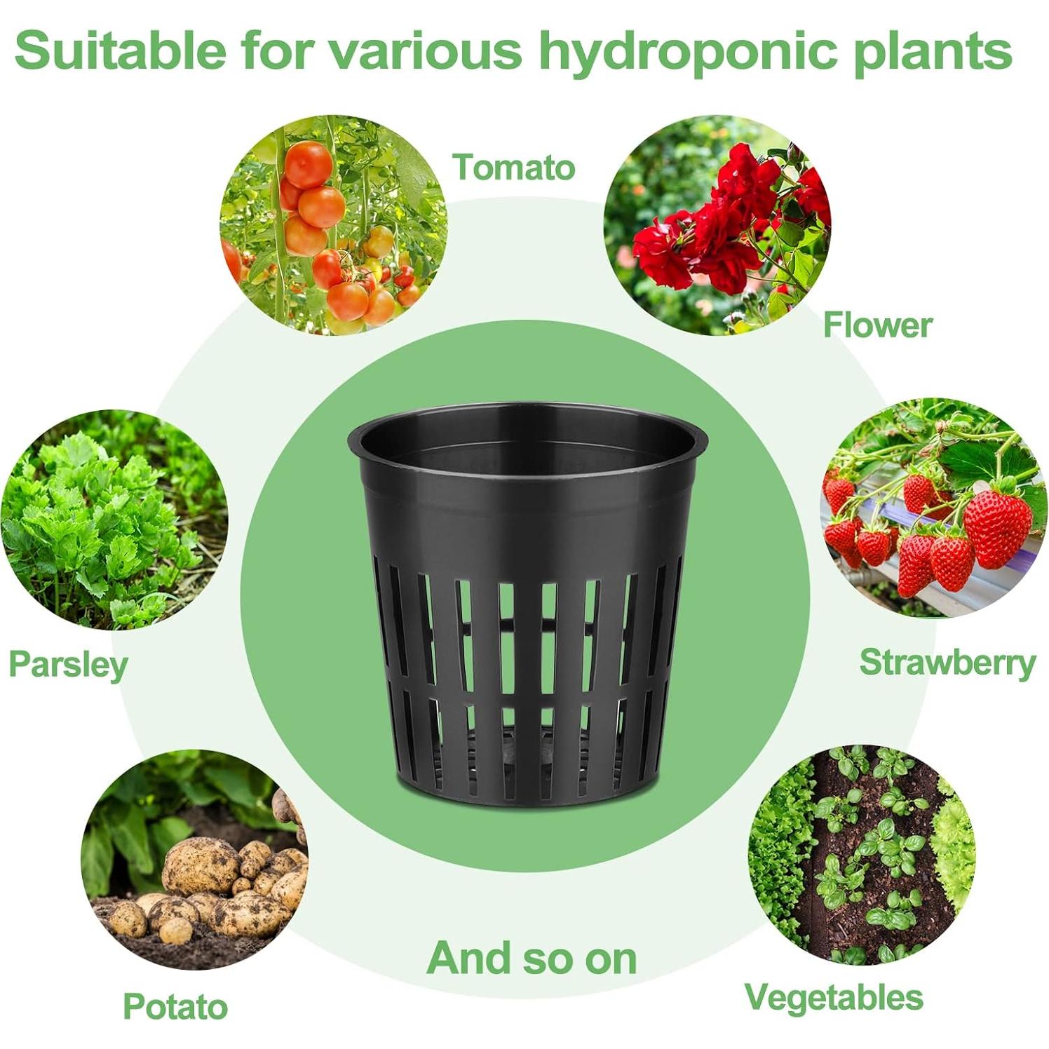 Paquete de 500 macetas de hidroponía Reeooue 5.08 cm malla