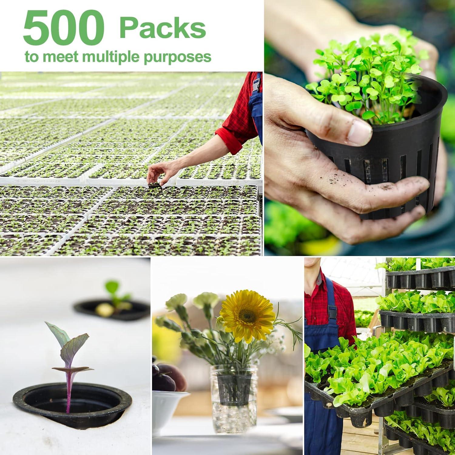 Paquete de 500 macetas de hidroponía Reeooue 5.08 cm malla