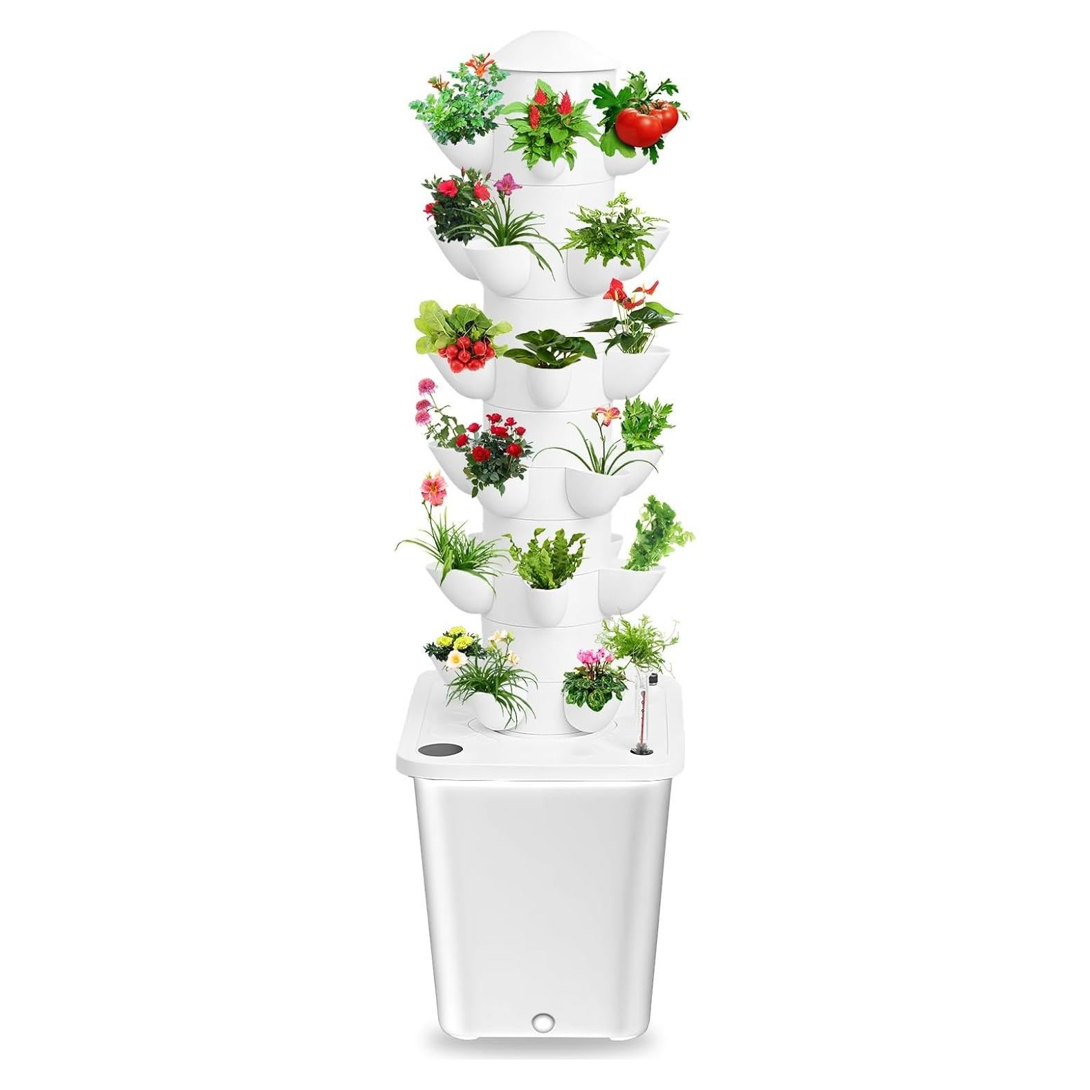 Torre Hidropónica Vertical iondelce para 30 Plantas 10L Blanca
