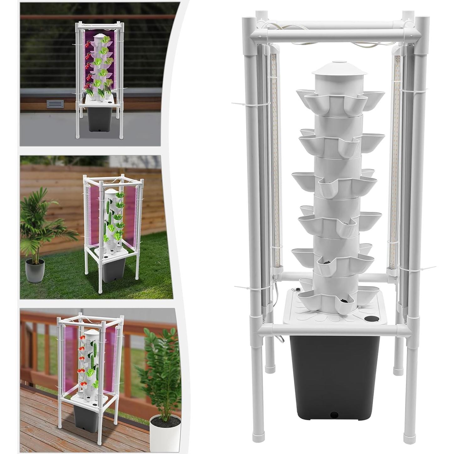 Kit de Cultivo Hidropónico Vertical Lhoehzhu 6 Capas 30 Agujeros