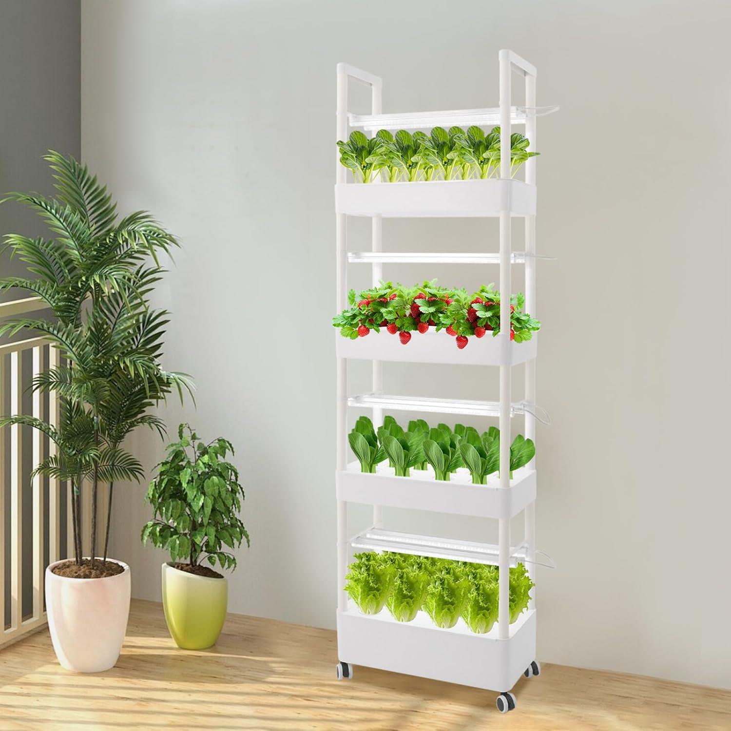 Sistema Hidropónico Vertical Fenorel 56 Plantas 4 Niveles LED 32L