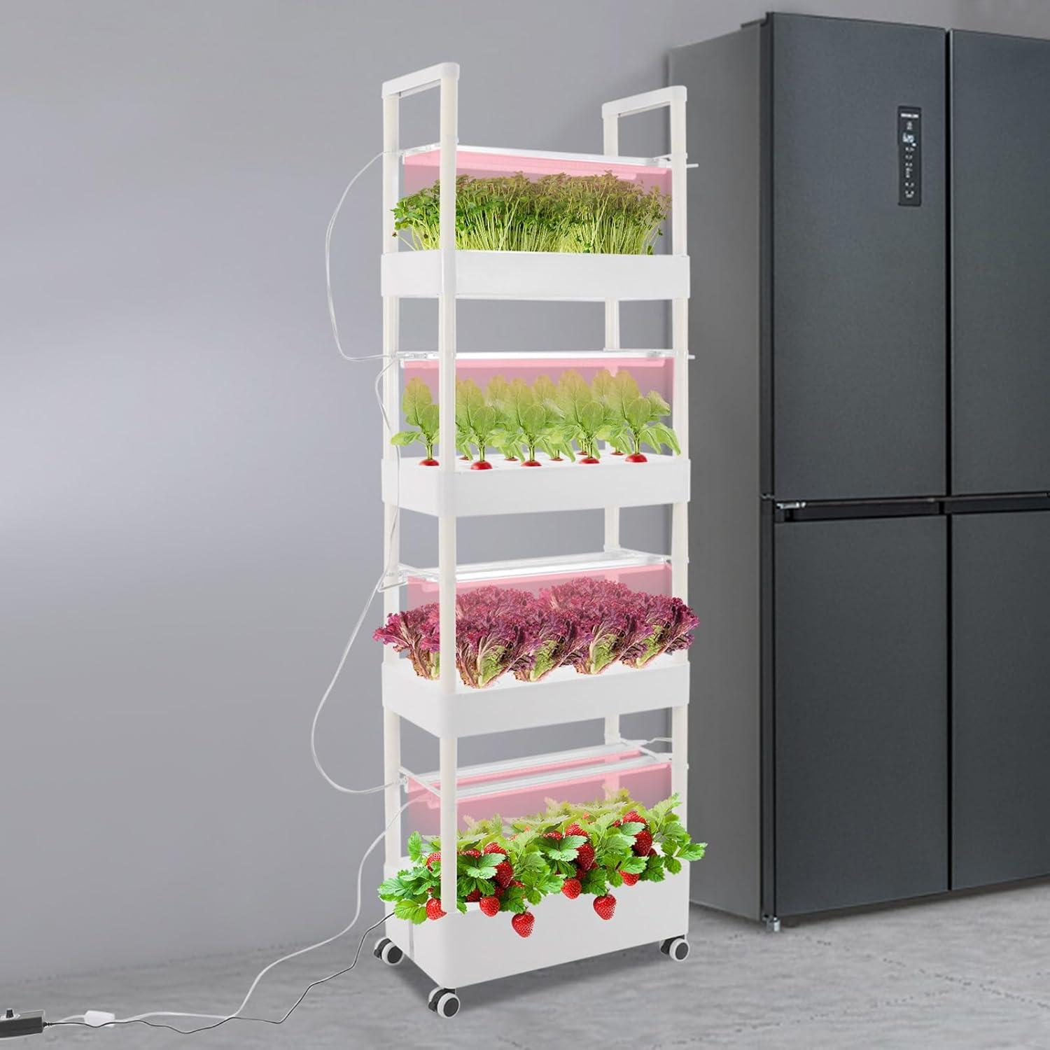 Sistema Hidropónico Vertical Fenorel 56 Plantas 4 Niveles LED 32L