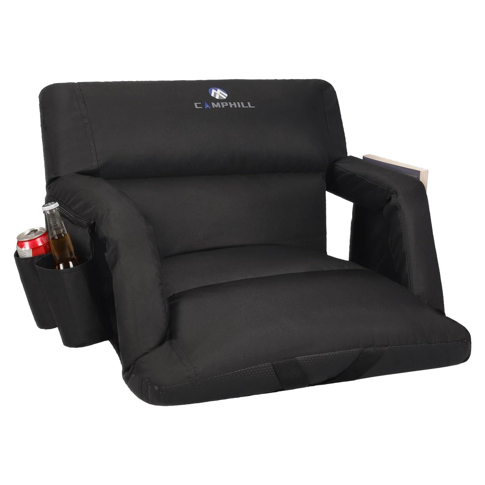 Silla de Estadio Plegable CAMPHILL con Cojín Acolchado Negro