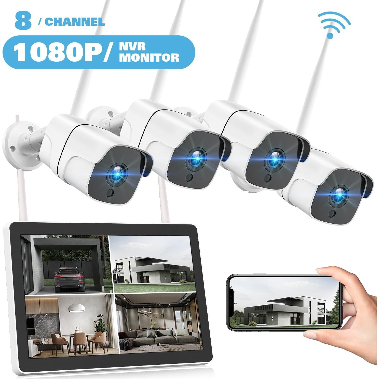 Sistema de Cámara de Seguridad Inalámbrica Genérico 4Cámaras + Monitor 12"