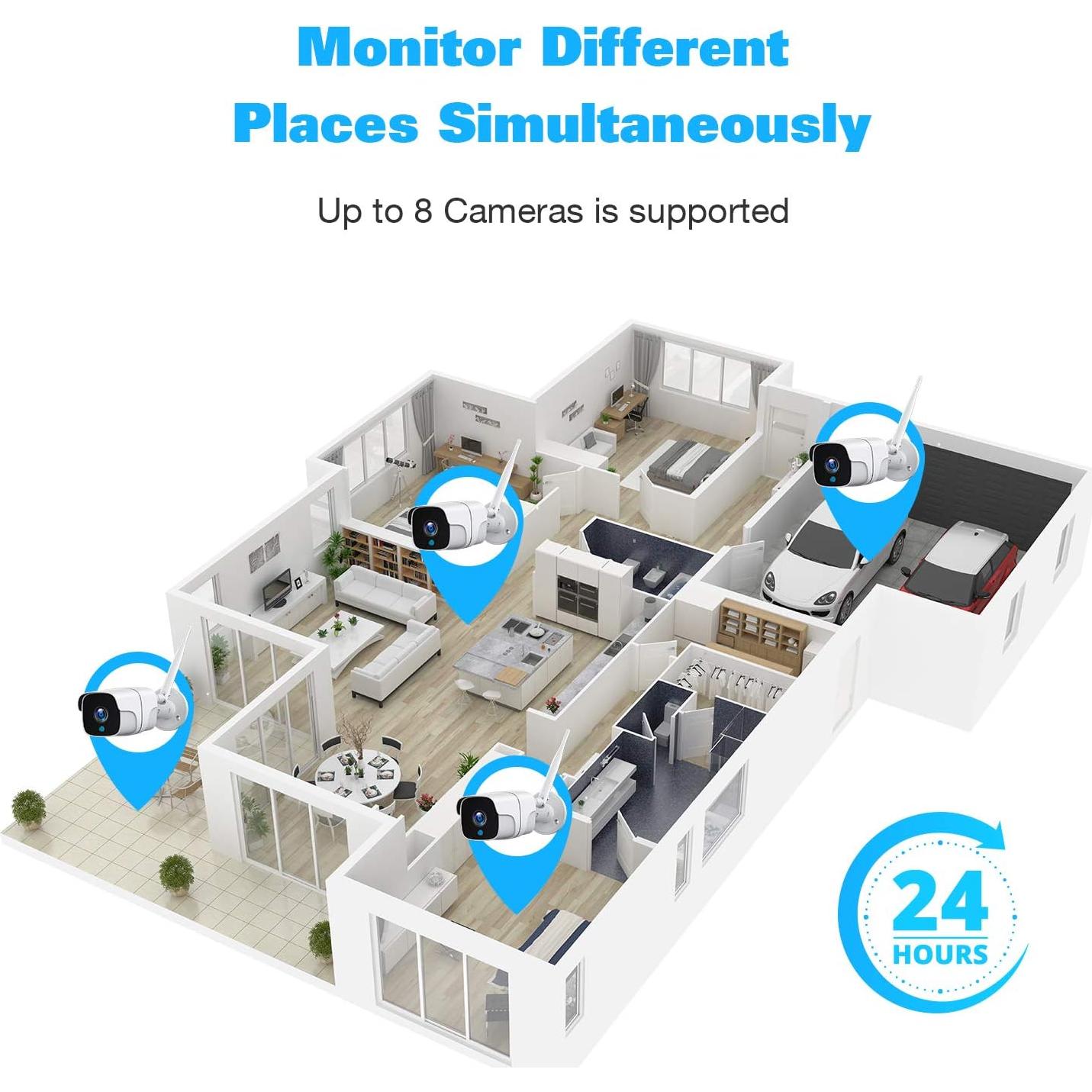 Sistema de Cámara de Seguridad Inalámbrica Genérico 4Cámaras + Monitor 12"