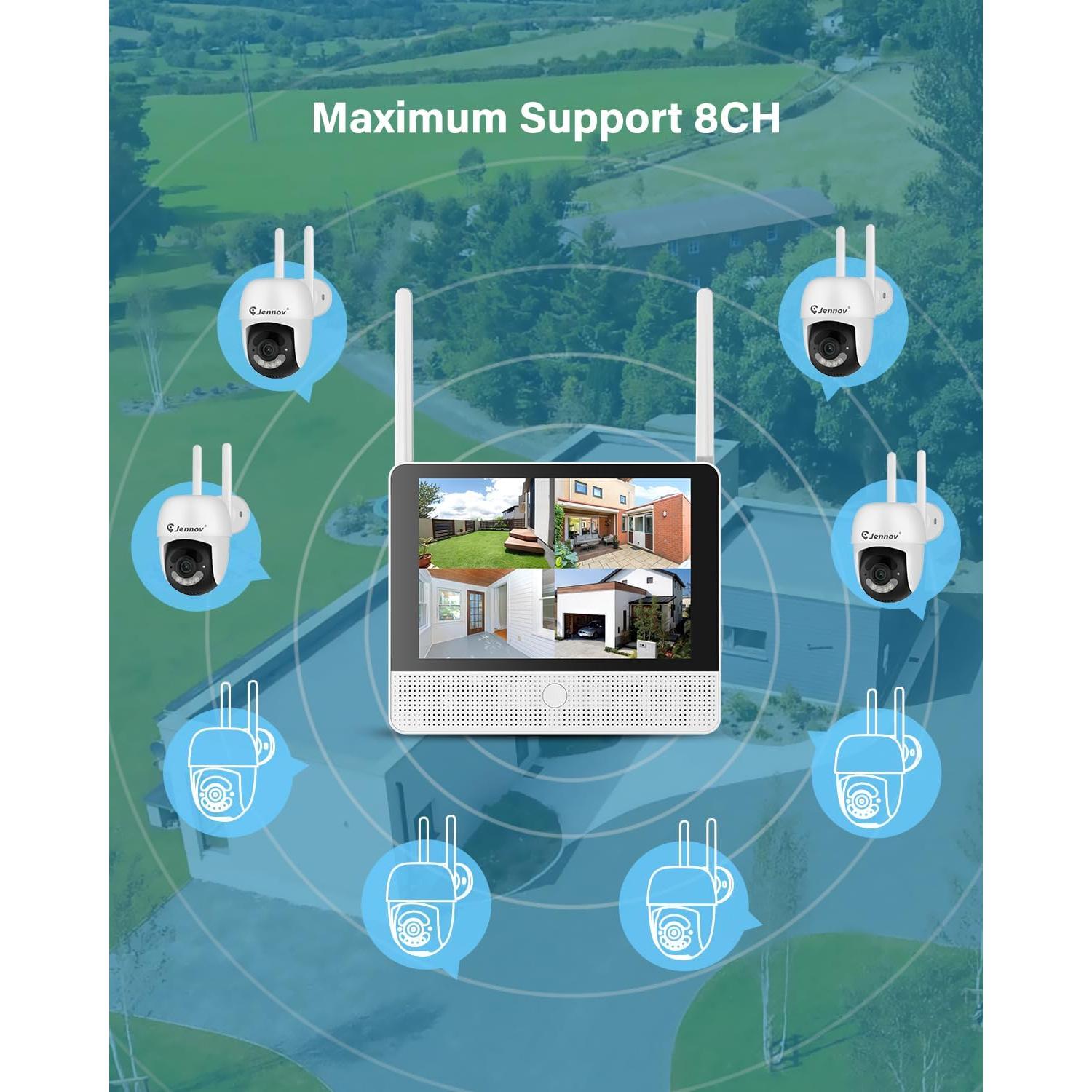 Sistema de Cámara de Seguridad Inalámbrica Jennov 5MP NVR 8CH