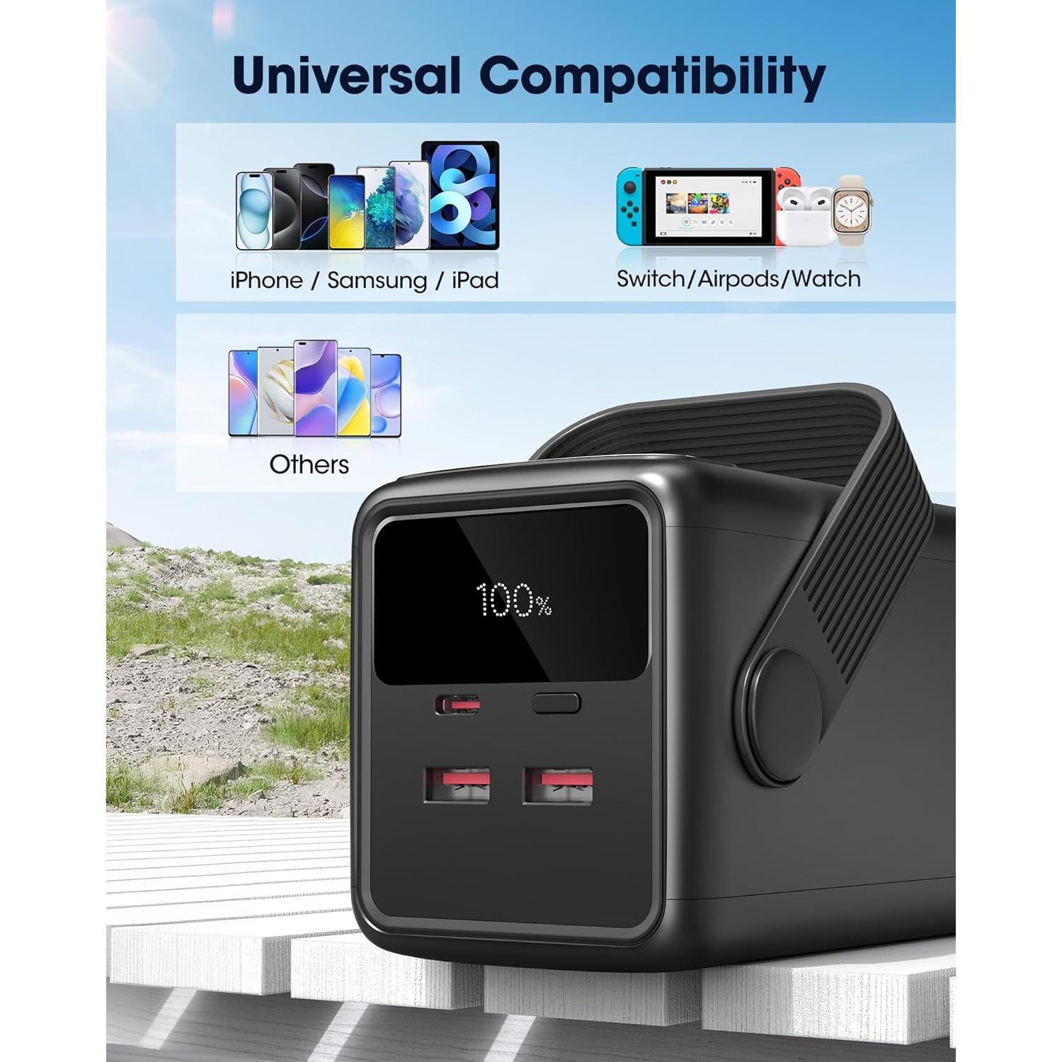 Cargador Portátil 80000mAh Aterob, Carga Rápida 22.5W USB C
