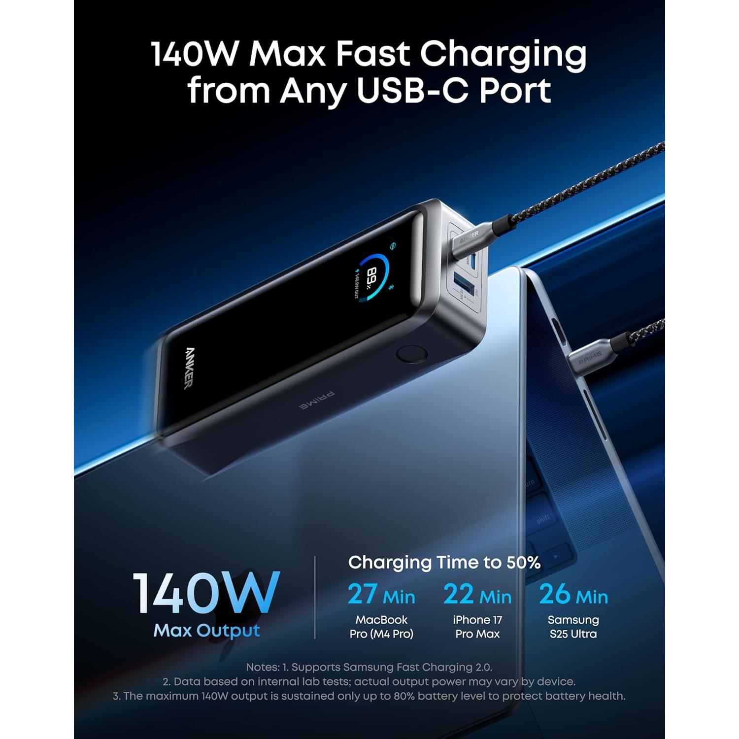 Banco de Energía Anker Prime 26,250mAh 300W Carga Rápida