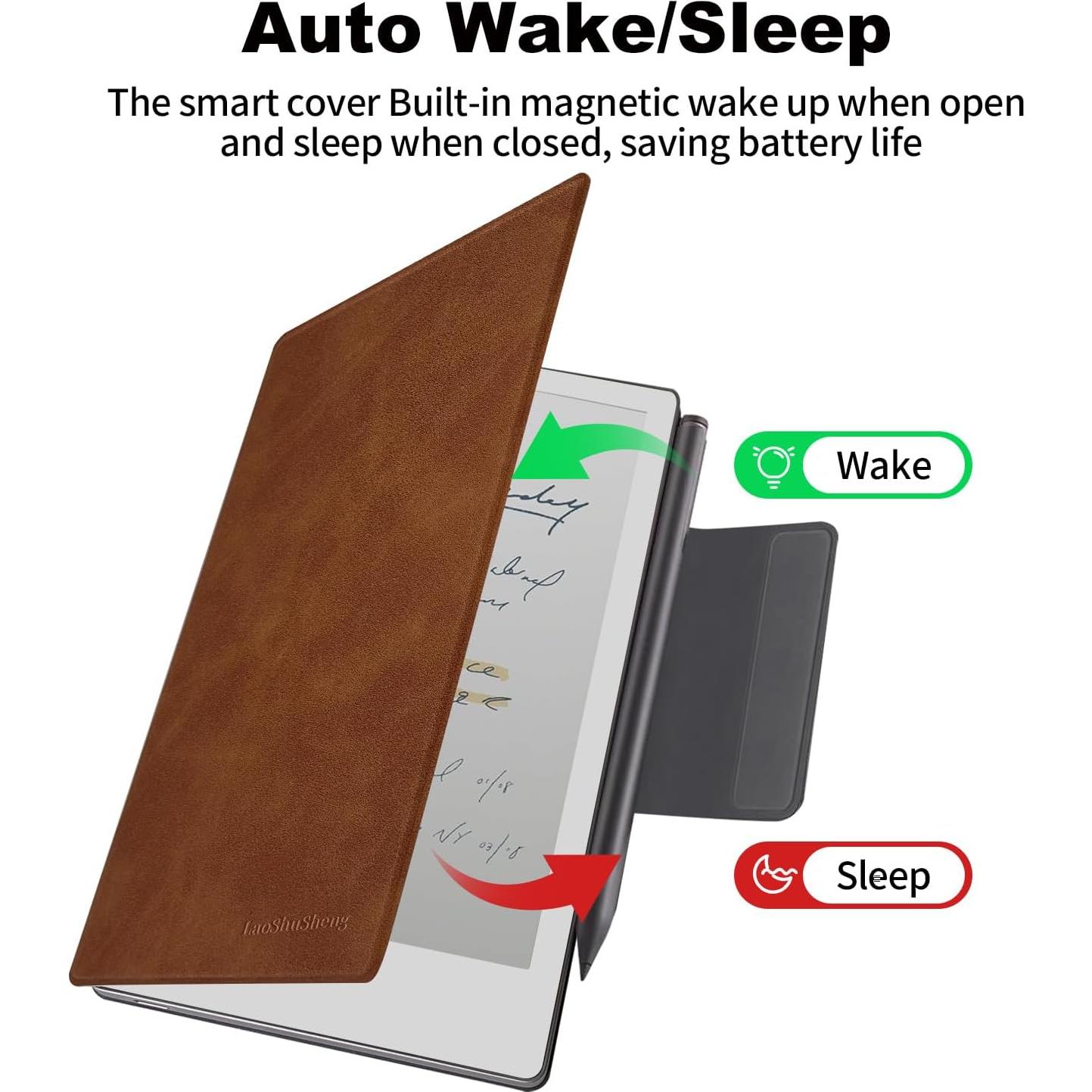 Funda Magnética para Tableta Remarkable Paper Pro Move 2025 - Cuero PU Marrón