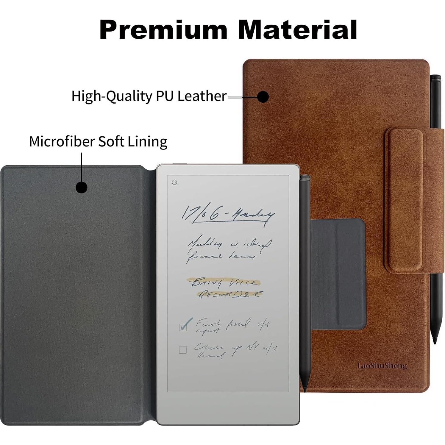 Funda Magnética para Tableta Remarkable Paper Pro Move 2025 - Cuero PU Marrón