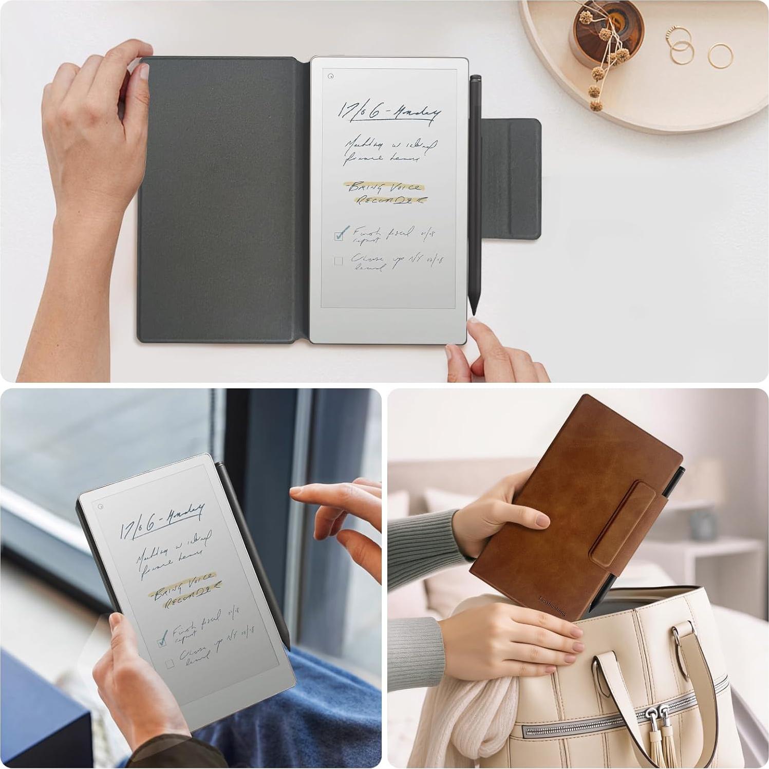 Funda Magnética para Tableta Remarkable Paper Pro Move 2025 - Cuero PU Marrón