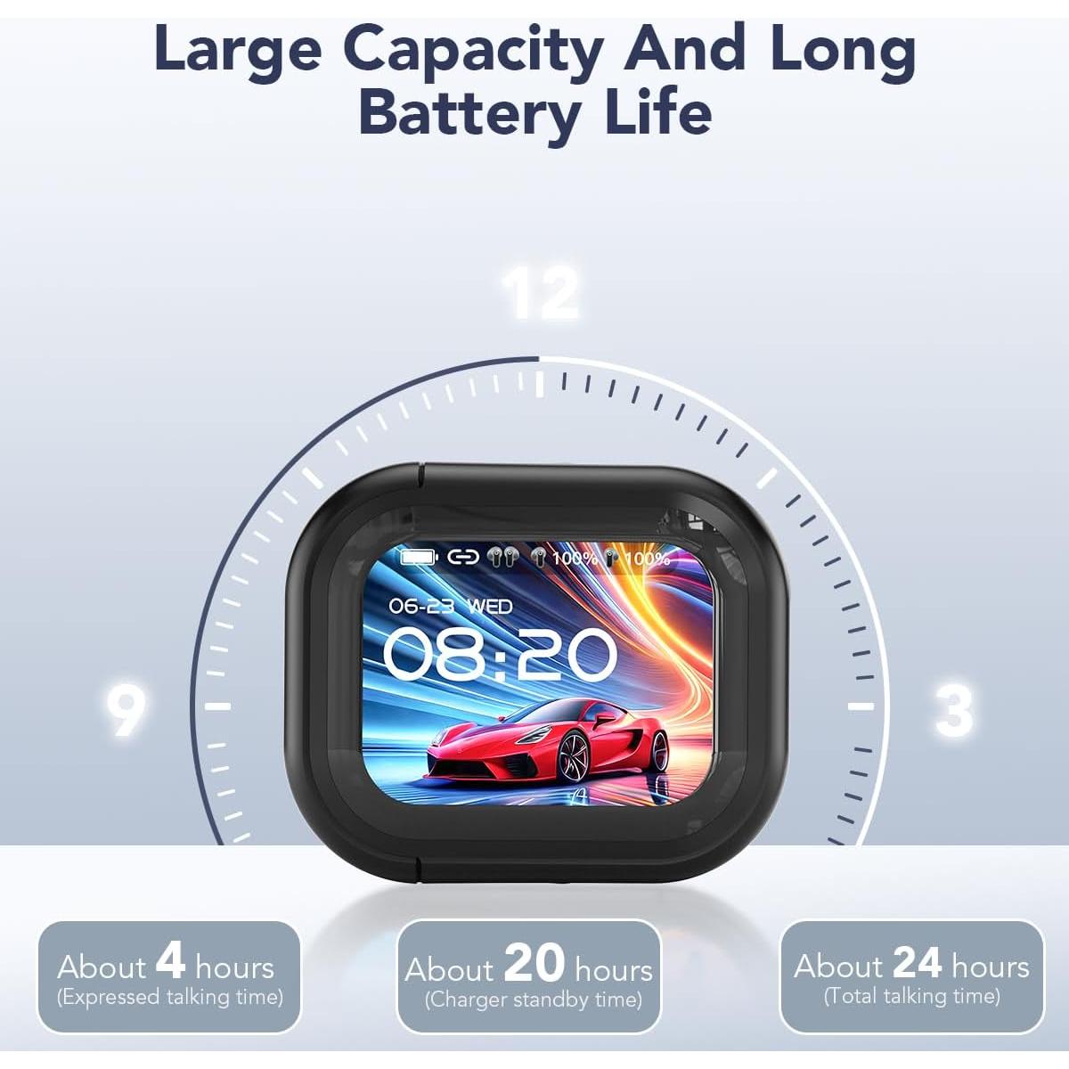 Auriculares de Traducción Inalámbricos NE20 - 6 Modos, 135 Idiomas, 60H Reproducción, Pantalla Táctil LCD