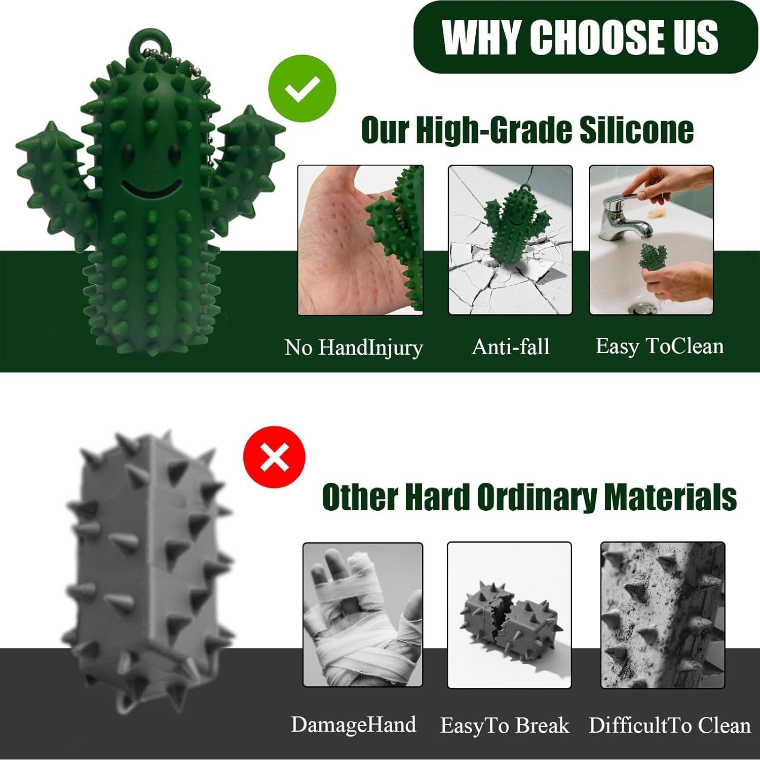 Juguete Antiestrés Cactus Verde-Púrpura Silicona 8.4 cm