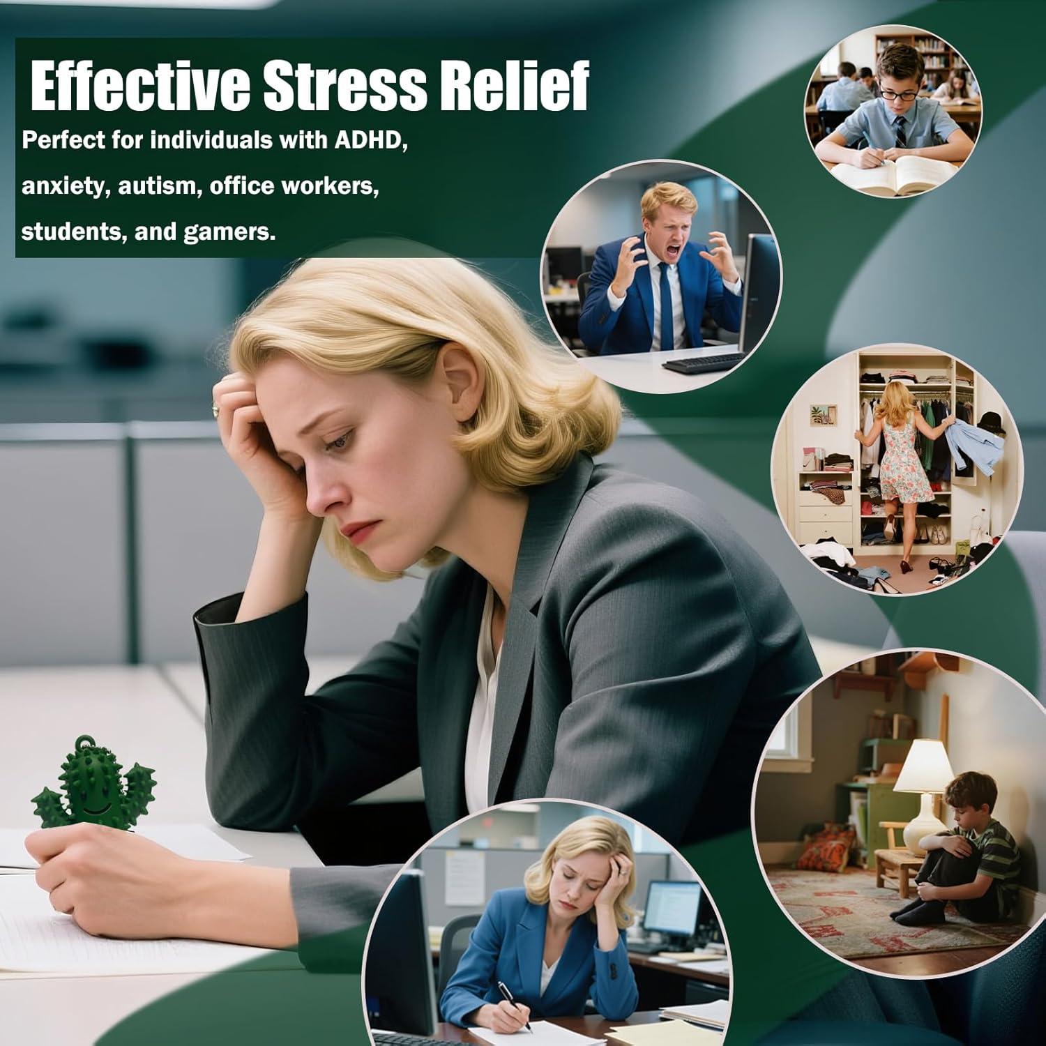 Juguete Antiestrés Cactus Verde-Púrpura Silicona 8.4 cm