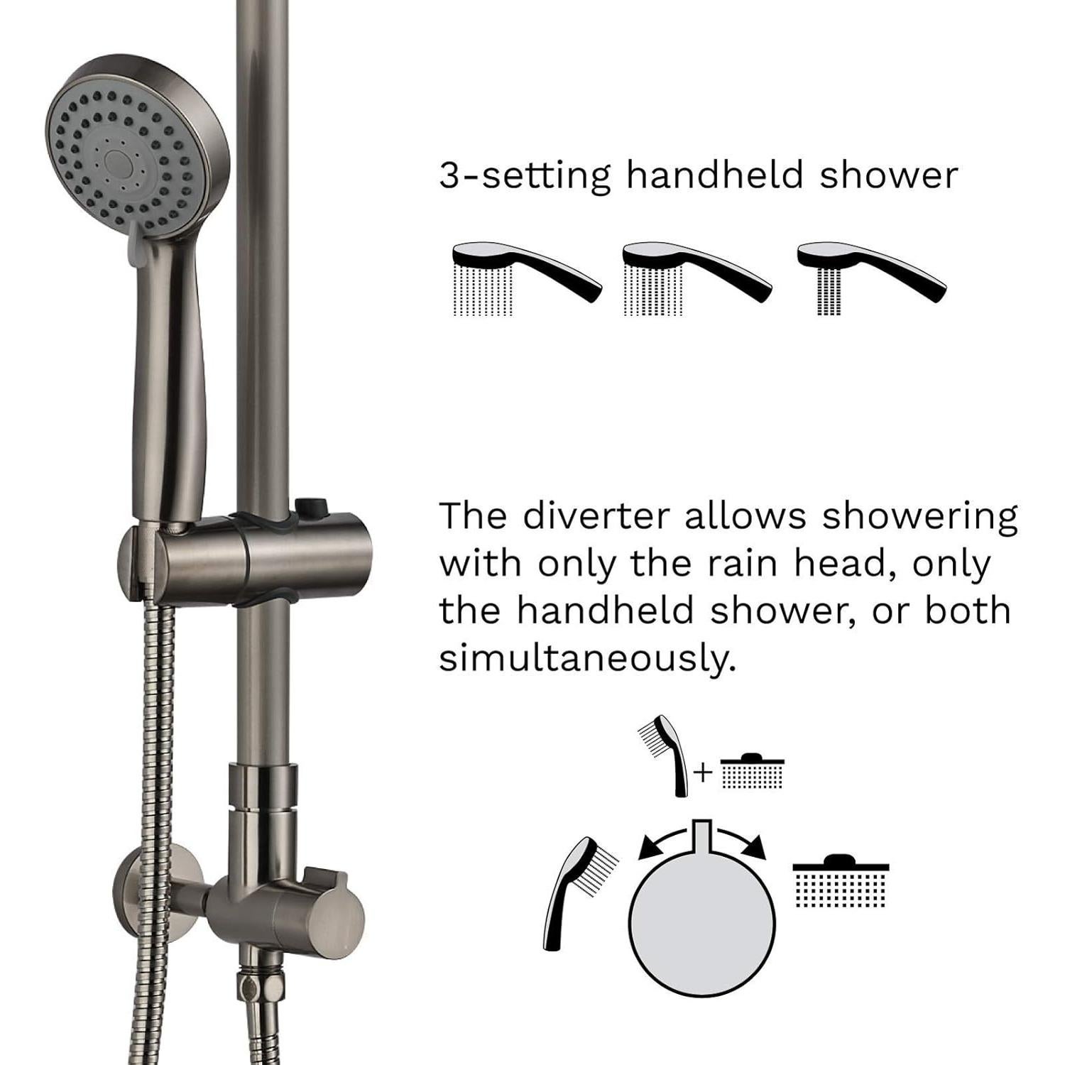 Sistema de Ducha de Lluvia Fennocasa Polaris 1, 8" y Ducha de Mano