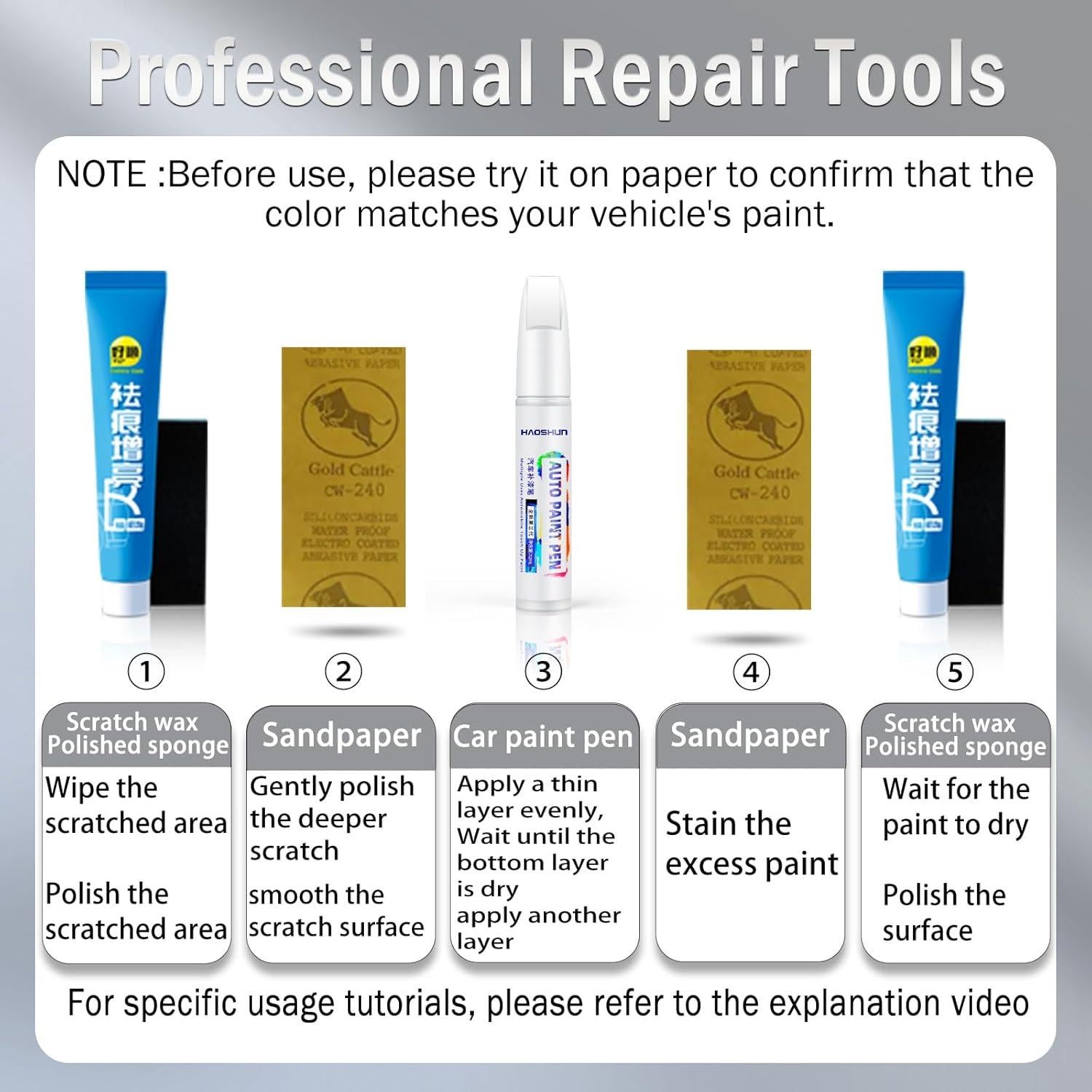 Bolígrafo de Pintura Retoque BXQATMB 12ml Blanco Metálico