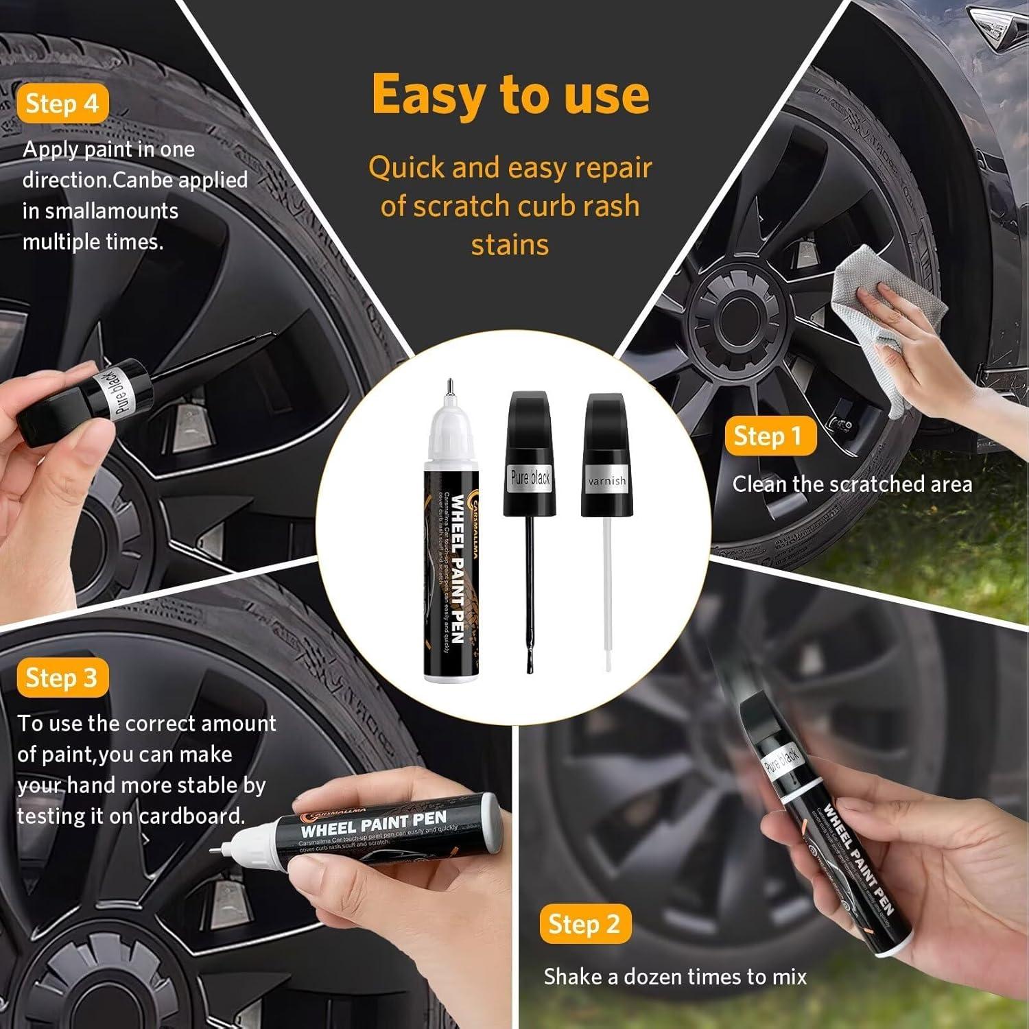 Kit de Pintura de Bisel Negro Carsmallma 12.42 ml para Ruedas