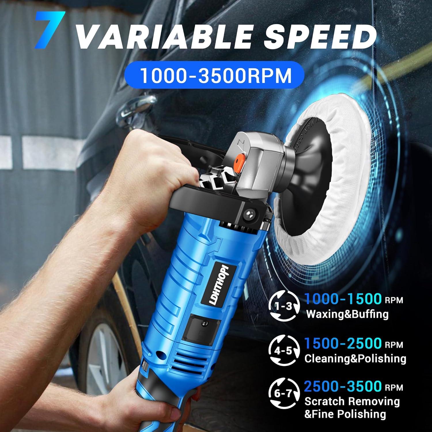 Pulidor Rotativo LDHTHOPI 1600W 7 Velocidades 7" para Coche