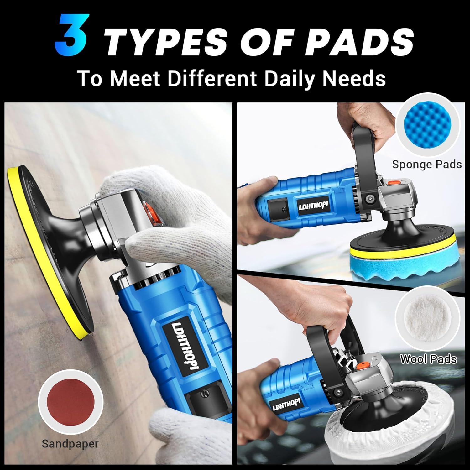 Pulidor Rotativo LDHTHOPI 1600W 7 Velocidades 7" para Coche