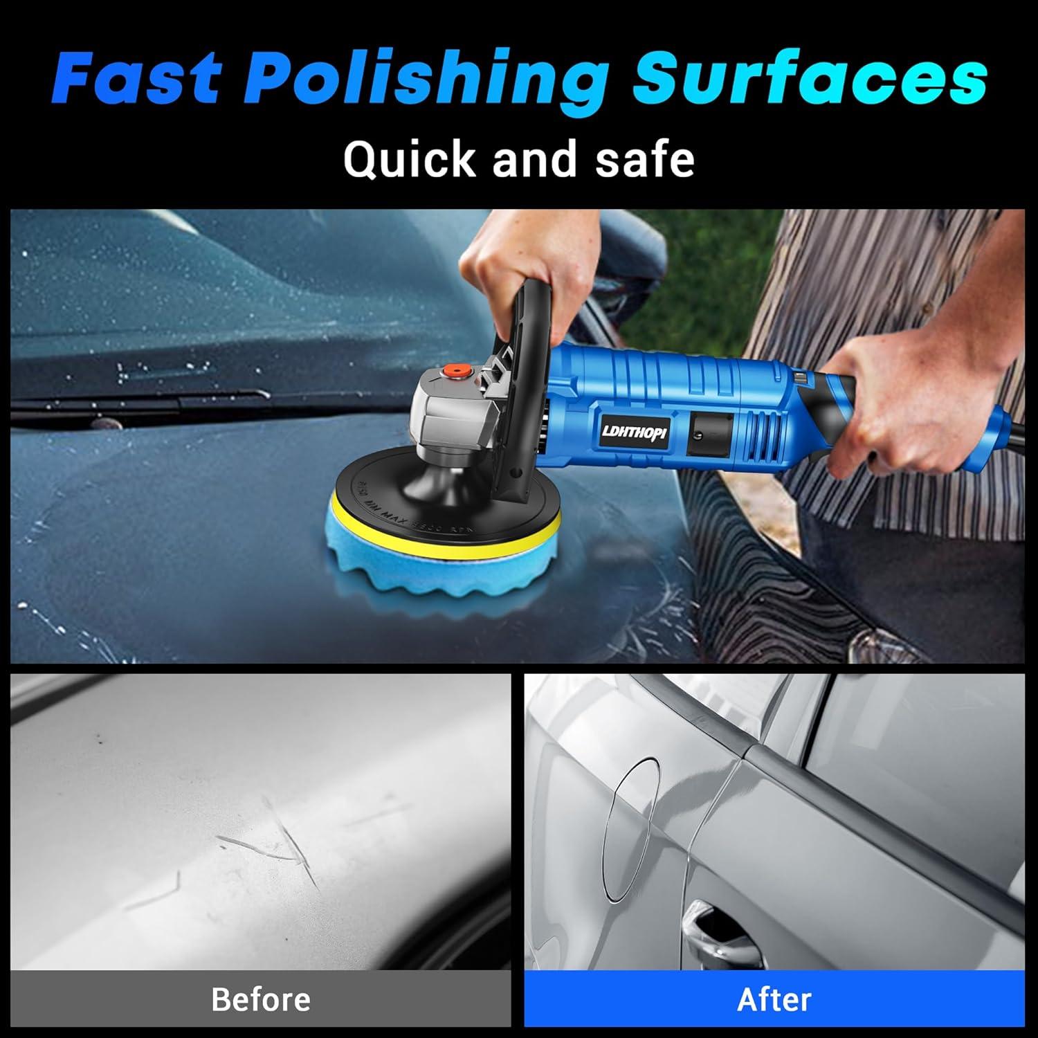 Pulidor Rotativo LDHTHOPI 1600W 7 Velocidades 7" para Coche