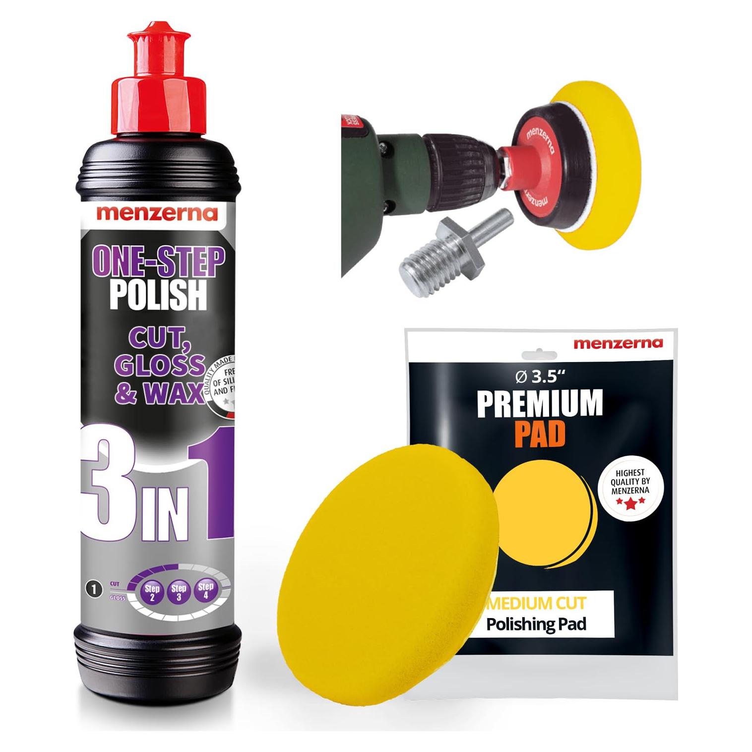 Set de Pulido Menzerna 3en1 con Adaptador para Taladro