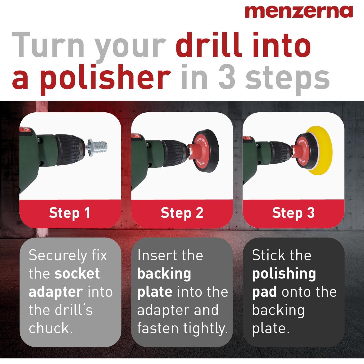 Set de Pulido Menzerna 3en1 con Adaptador para Taladro