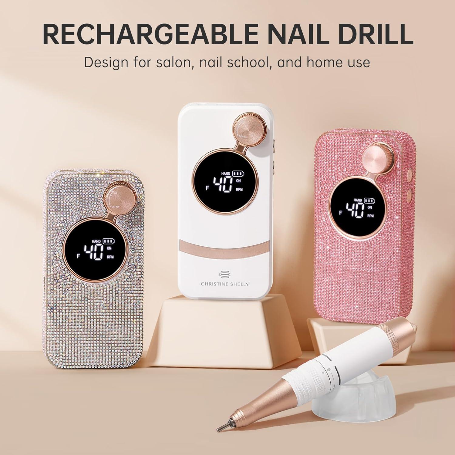 Taladro de Uñas Eléctrico CHRISTINE SHELLY 40000 RPM Inalámbrico