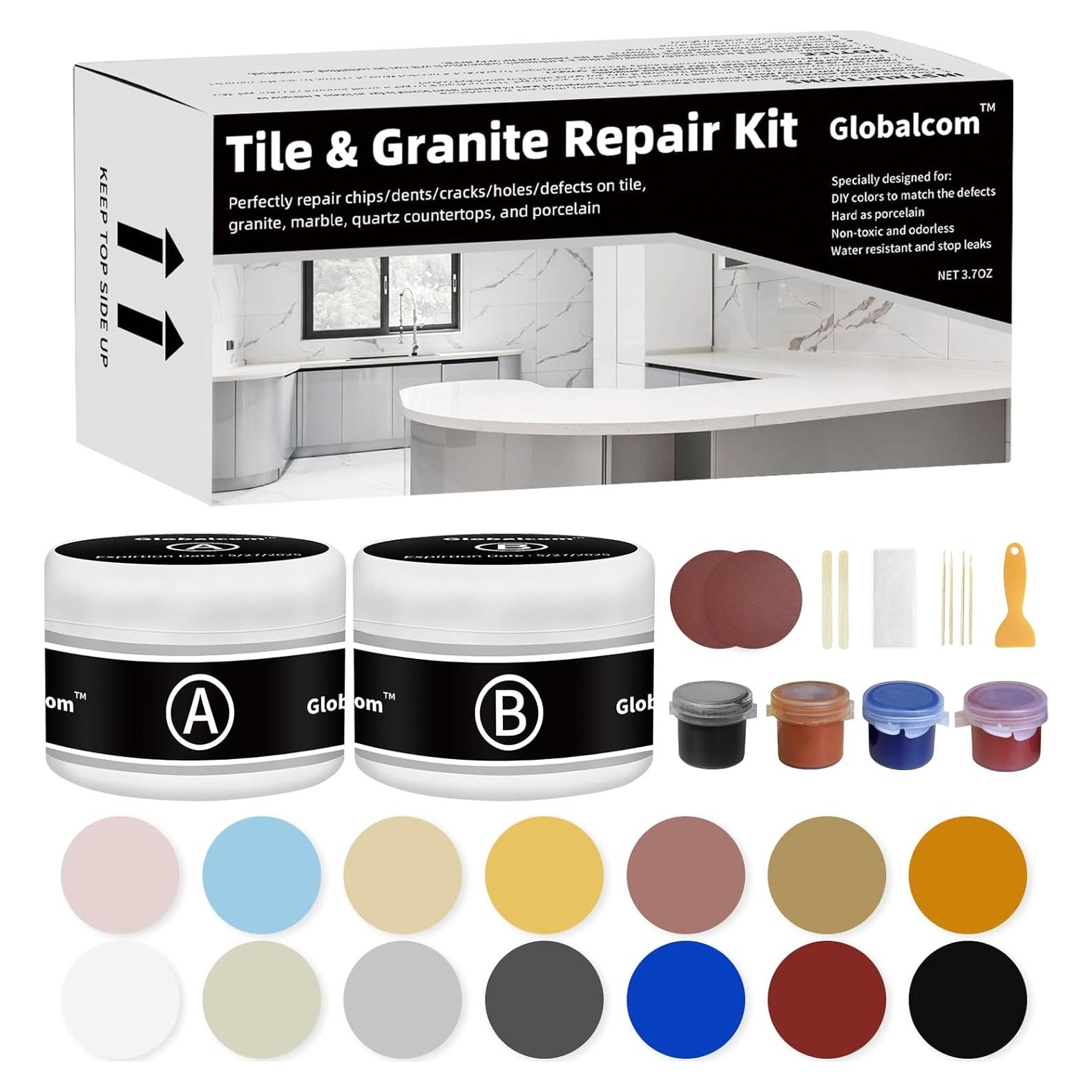 Kit de Reparación de Azulejos y Granito Globalcom - 4 Geles de Color
