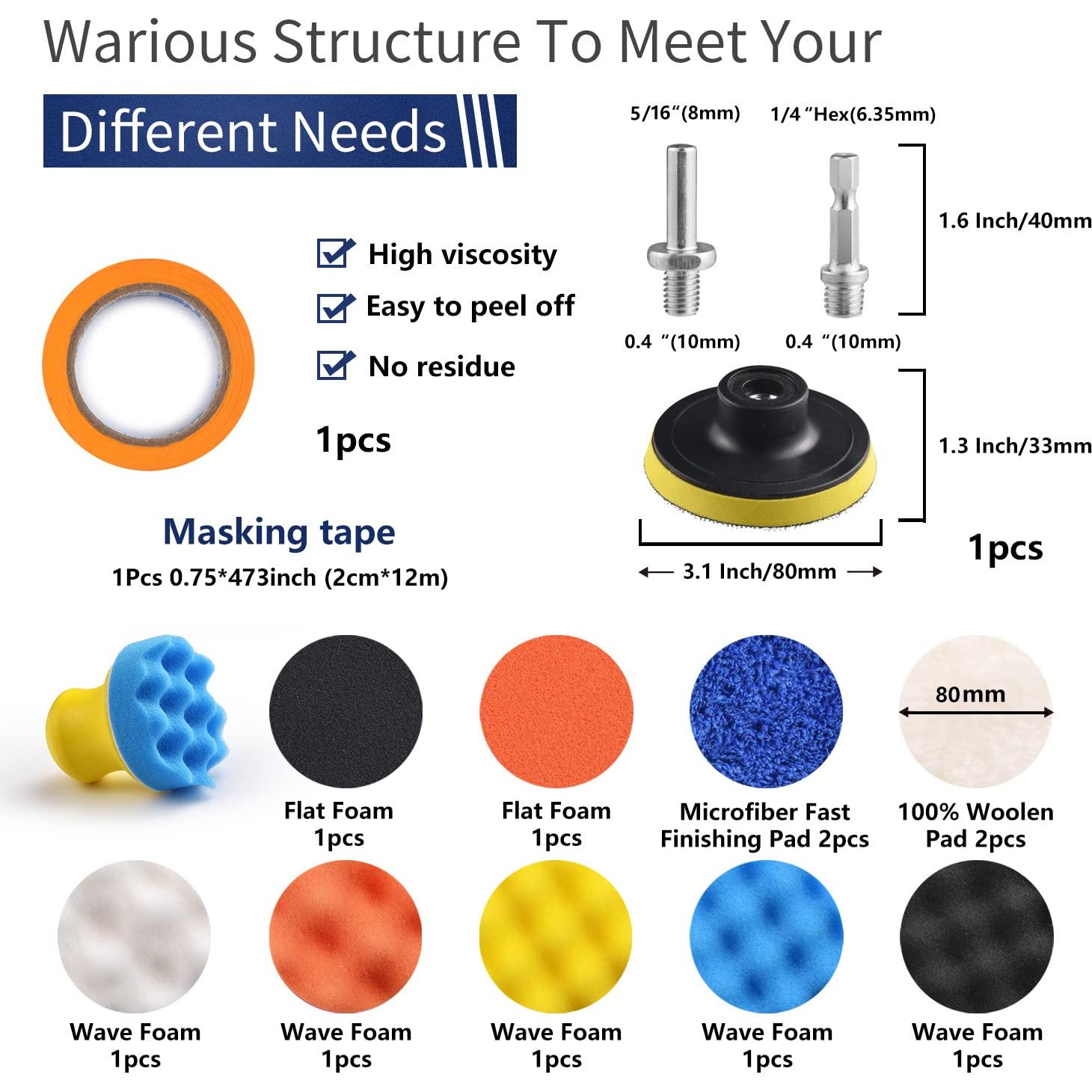 Kit de Almohadillas de Pulido 3" NYNM - Grano 80-3000
