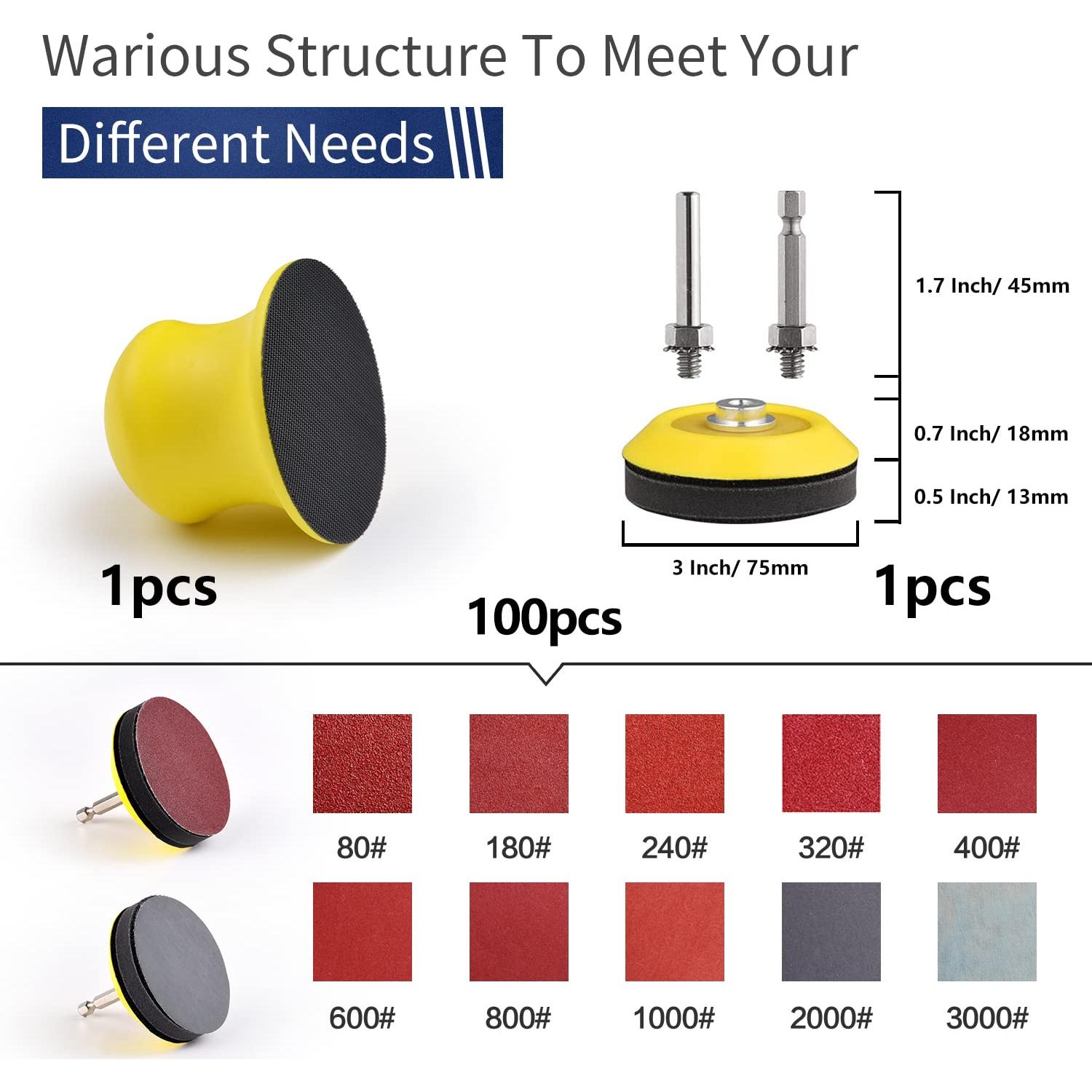 Kit de Almohadillas de Pulido 3" NYNM - Grano 80-3000