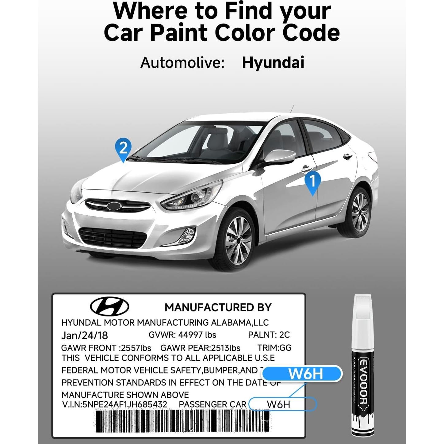 Pintura de Retoque EVOOOR Perla Blanca Serenidad 12.1 ml