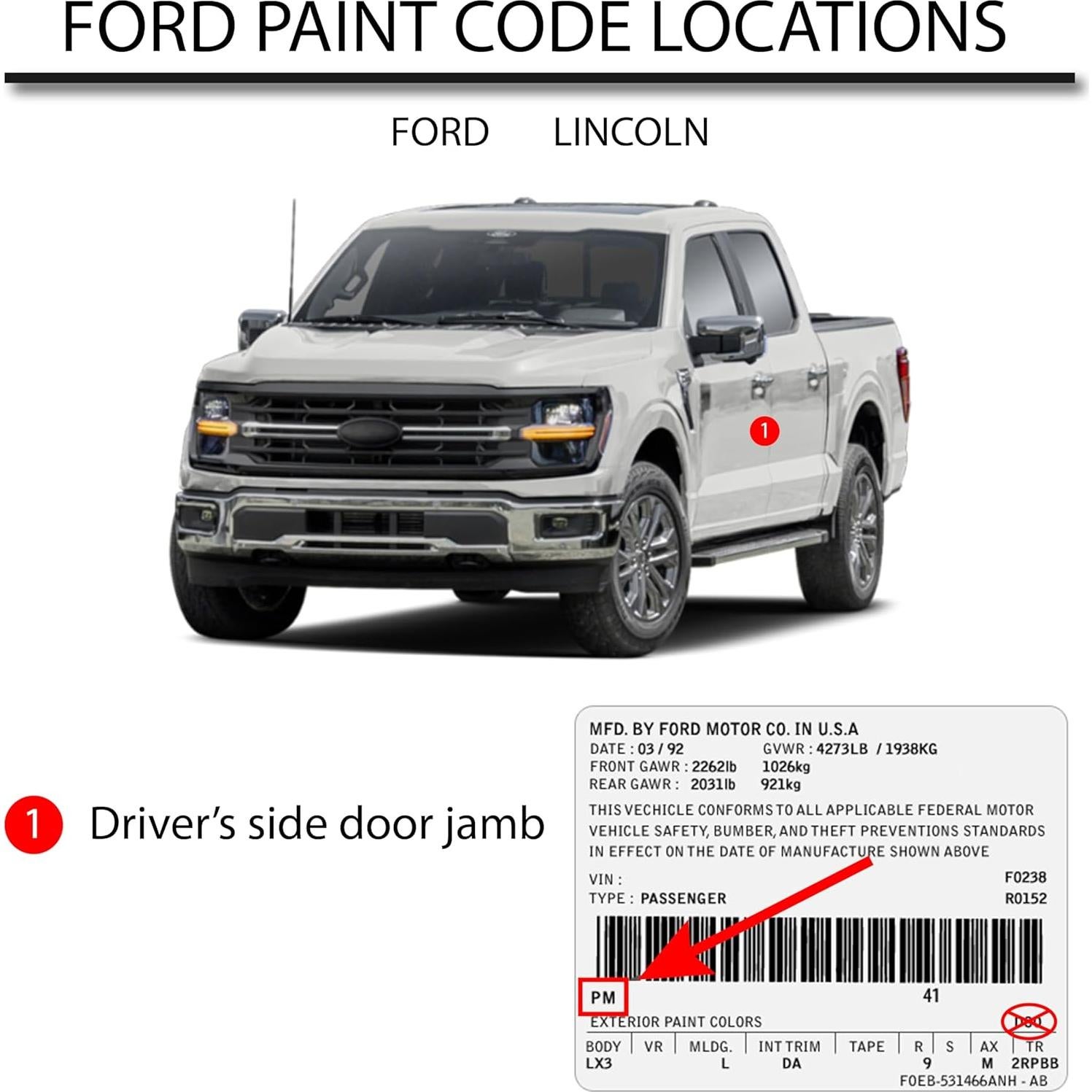 Pintura Automotriz R&E Ford UA Ébano Negro 1.5 Oz Kit