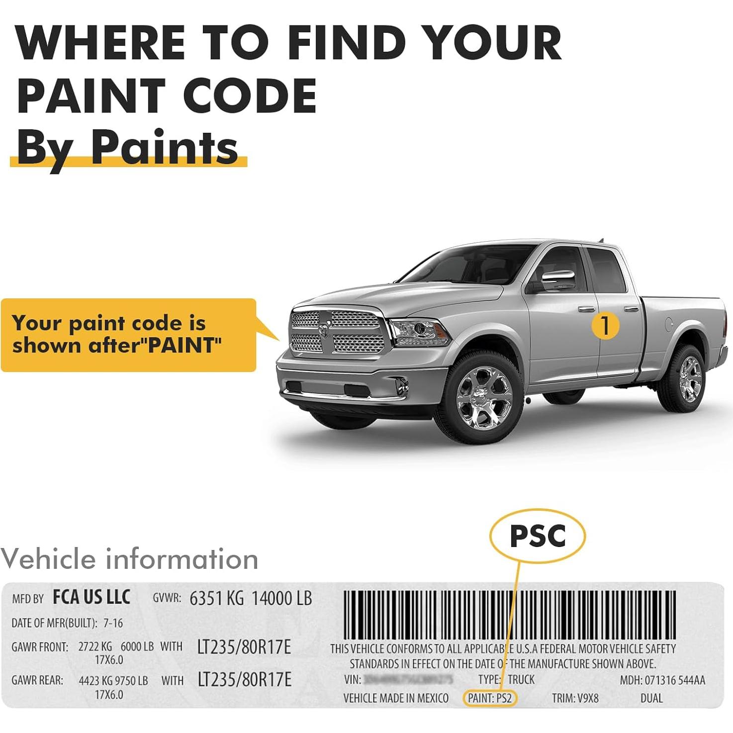 Pintura de Retoque Pholeon para Dodge Ram PW7 GW7 12ml