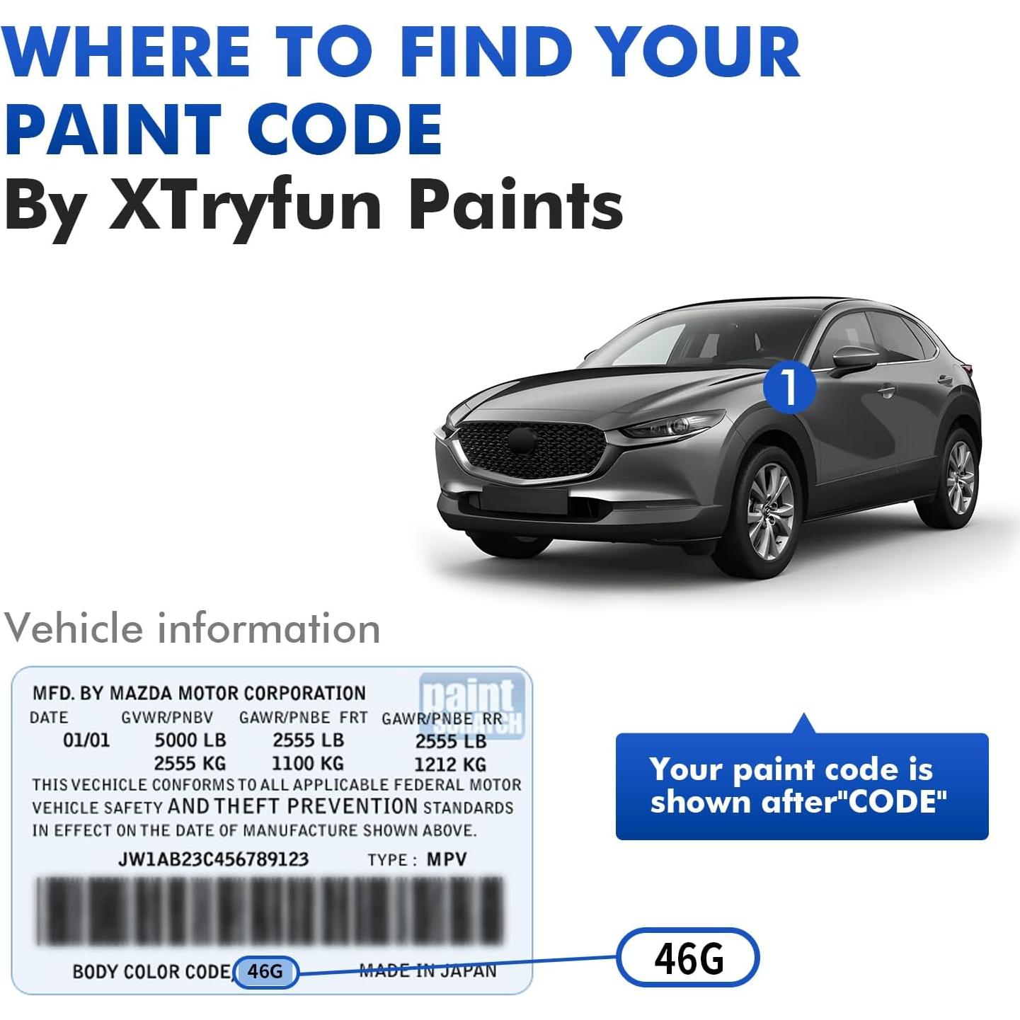 Pintura de Retoque 41W Jet Black XTryfun para Mazda 29.57 ml