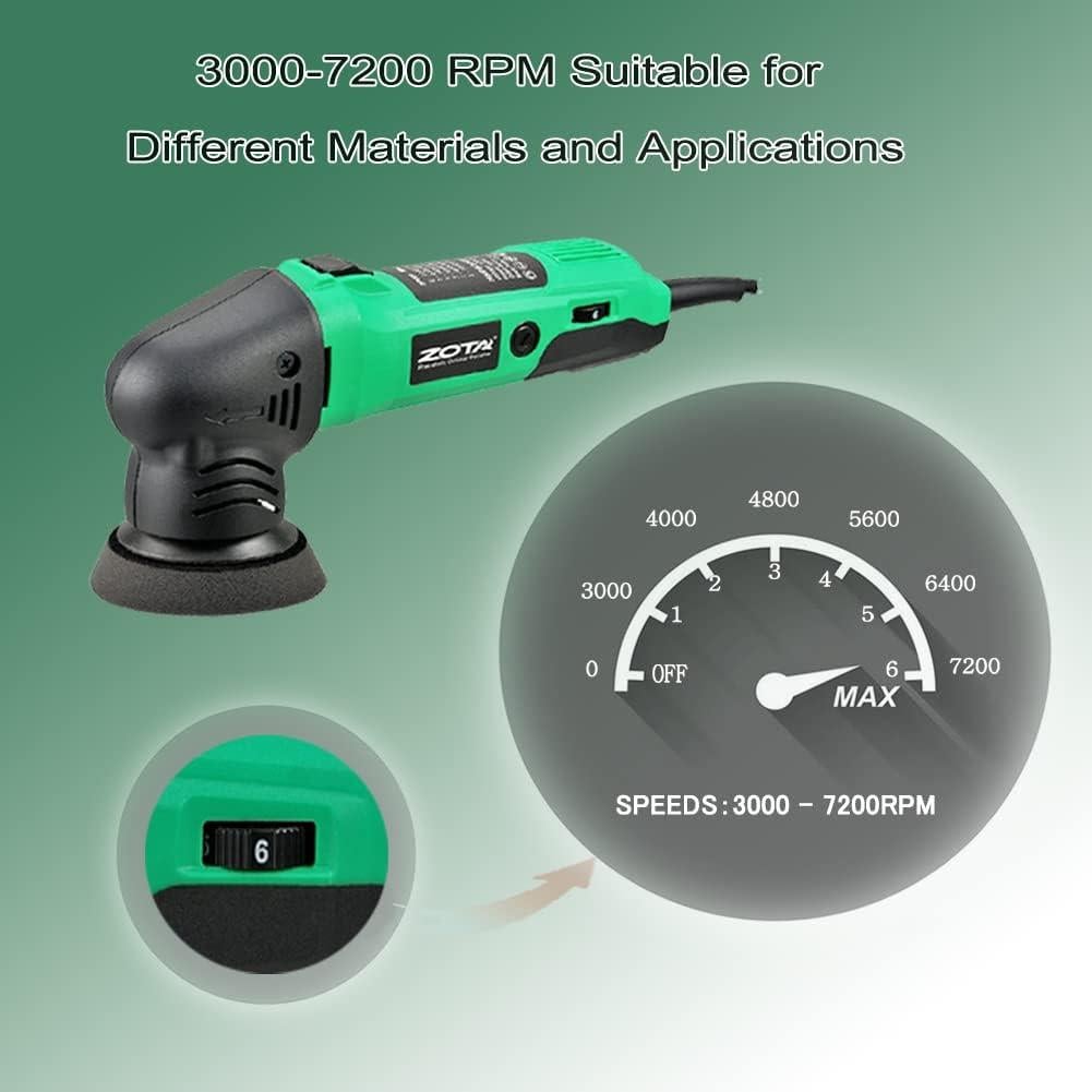 Mini Pulidor Orbital 380W Zotatools 3" y 2" Velocidad Variable